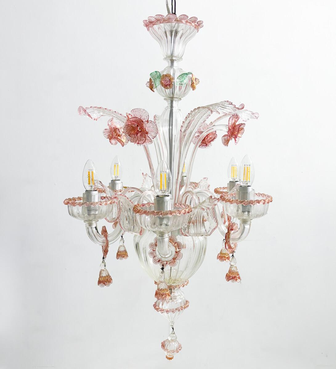Mid-Century moderno Lampadario in vetro di Murano, anni '50 in vendita