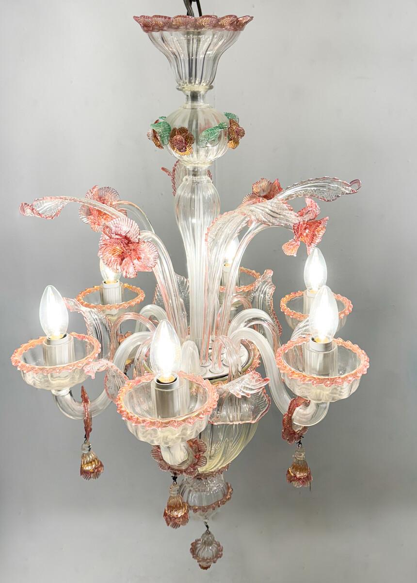 Metà XX secolo Lampadario in vetro di Murano, anni '50 in vendita