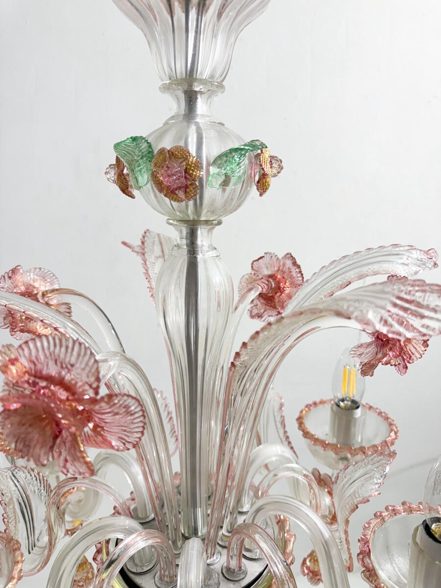 Lampadario in vetro di Murano, anni '50 in vendita 2