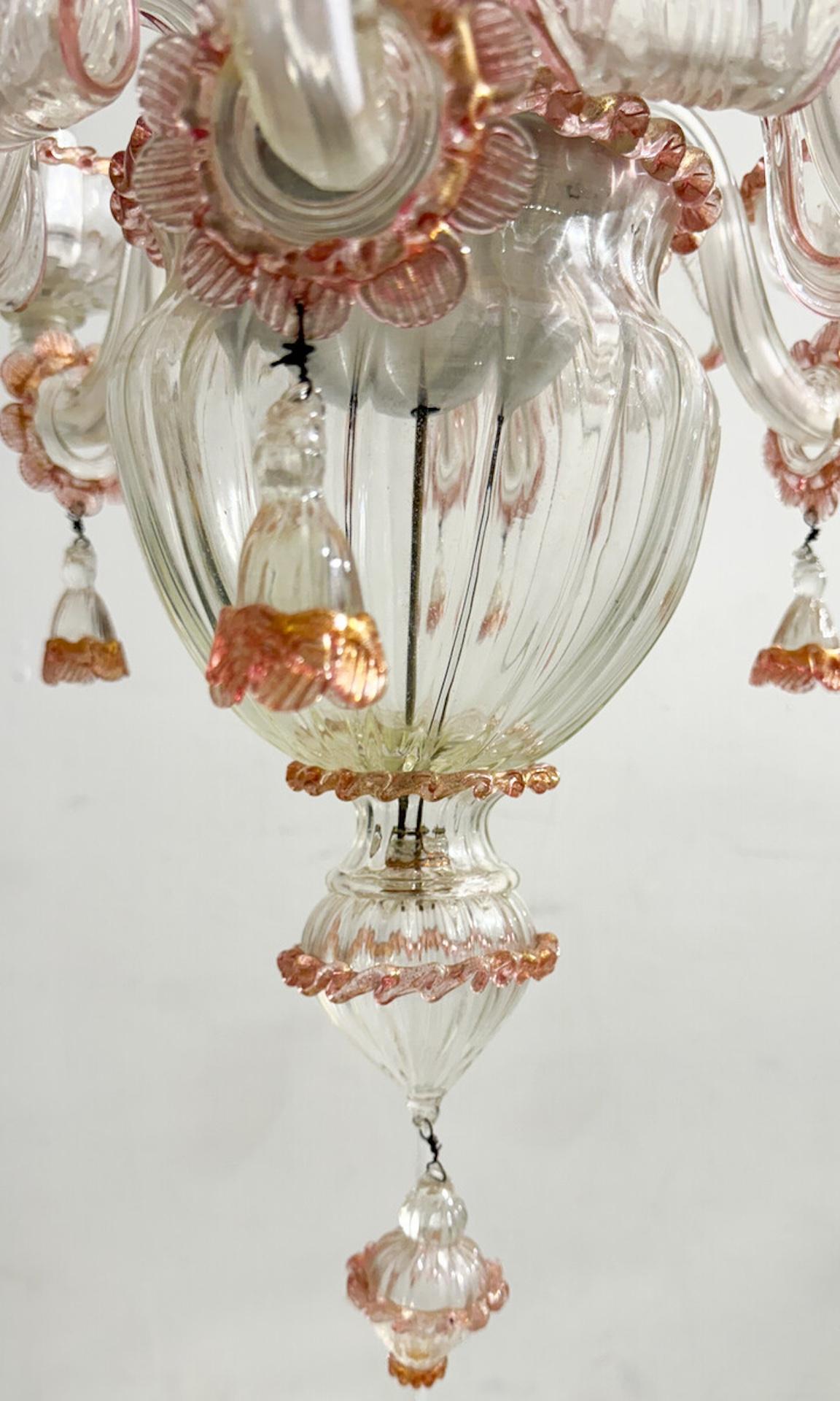Lampadario in vetro di Murano, anni '50 in vendita 3