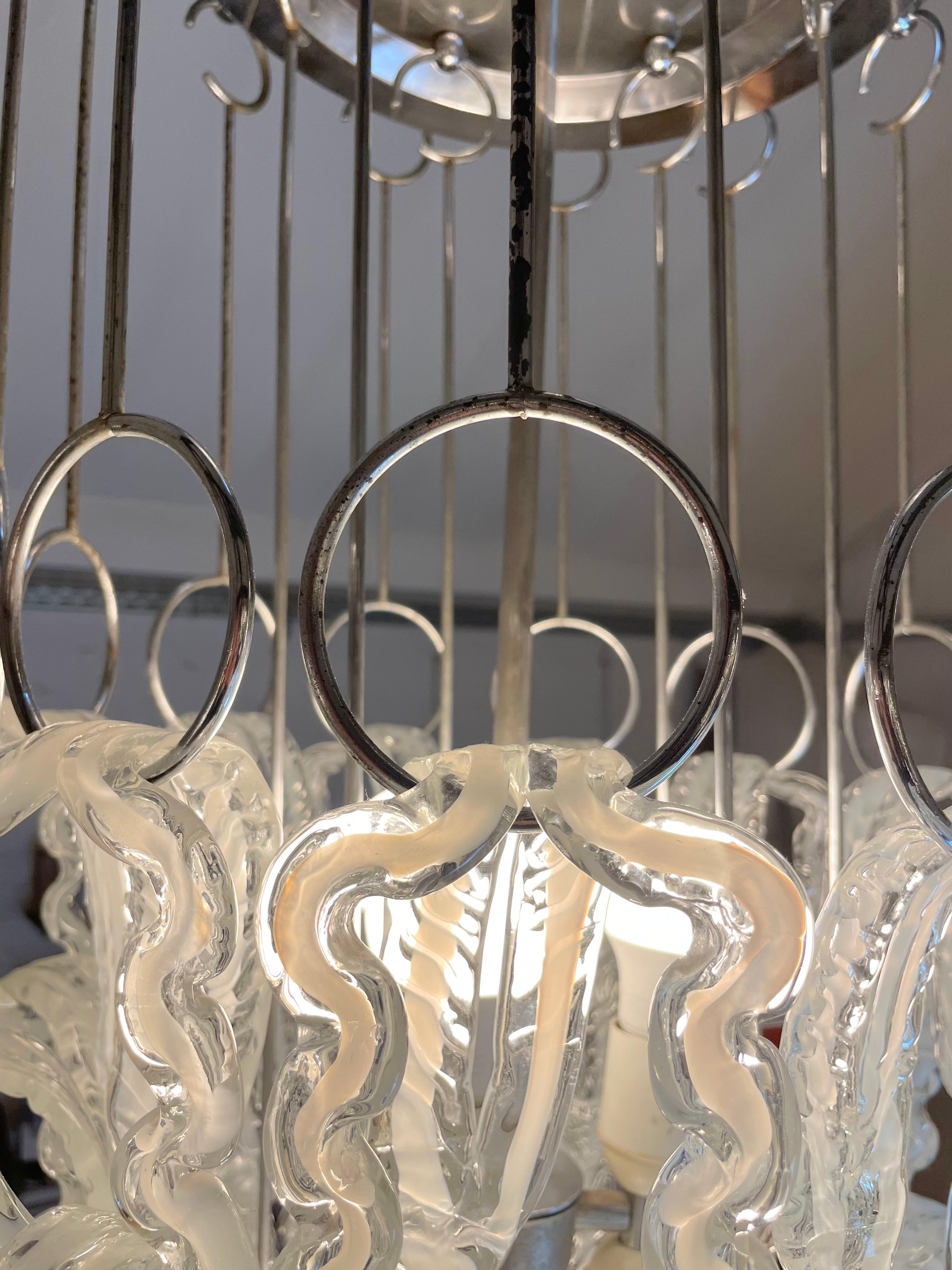 Lampadario in vetro di Murano, anni '70 in vendita 8