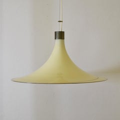 Mid-Century Modern Murano Glass Chandelier with Brass Accents, 1973