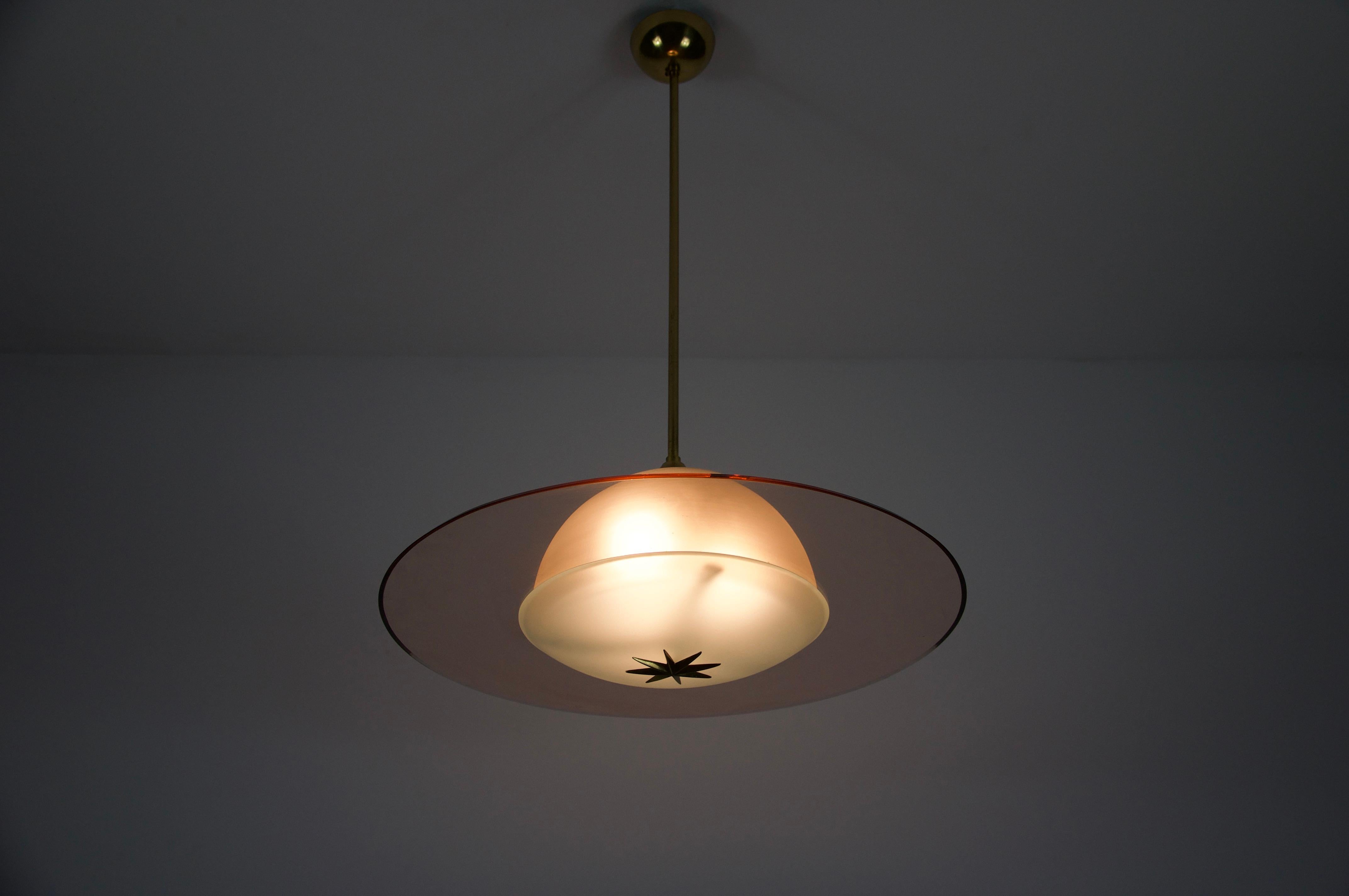 Lámpara de cristal de Murano atribuida a Pietro Chiesa para Fontana Arte, años 50, Italia en venta 9