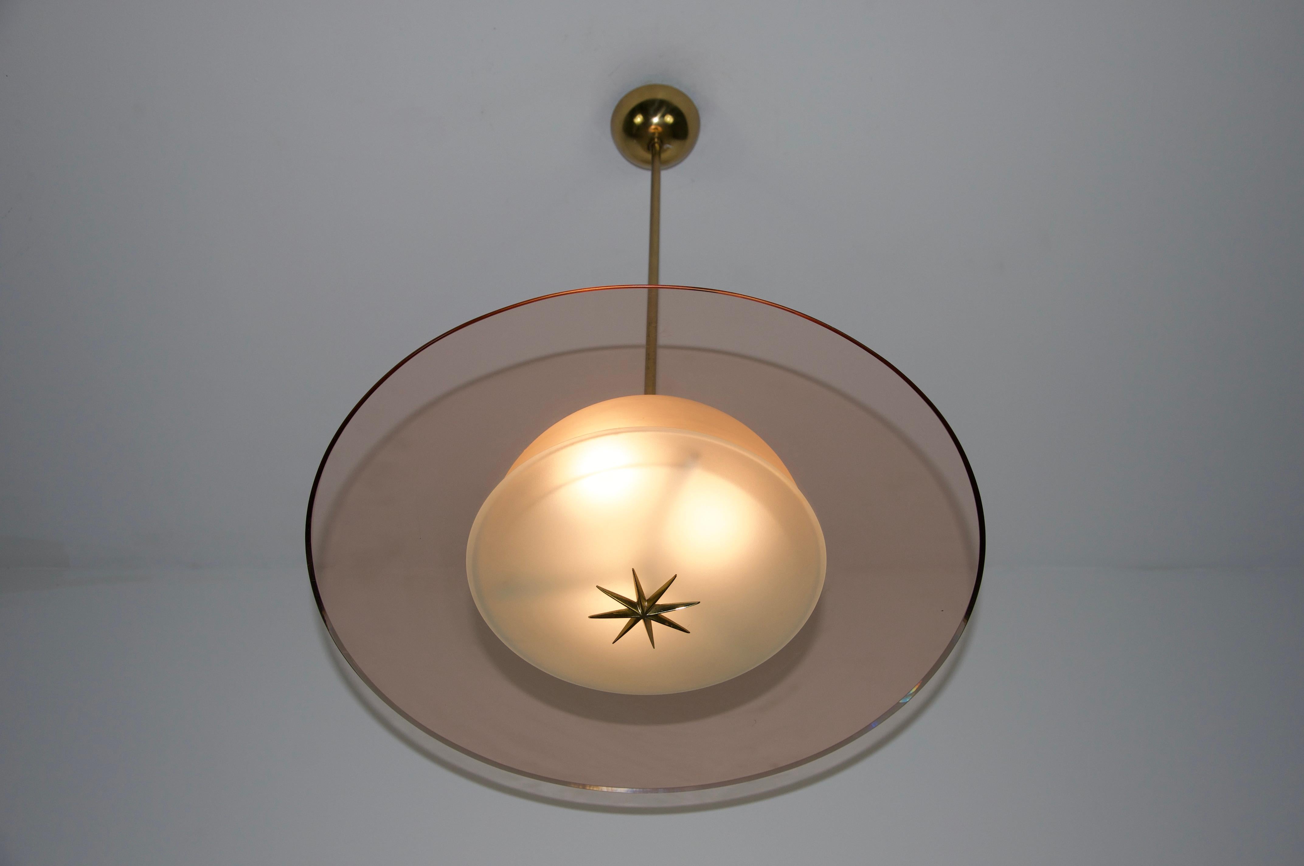 Lámpara de cristal de Murano atribuida a Pietro Chiesa para Fontana Arte, años 50, Italia en venta 11