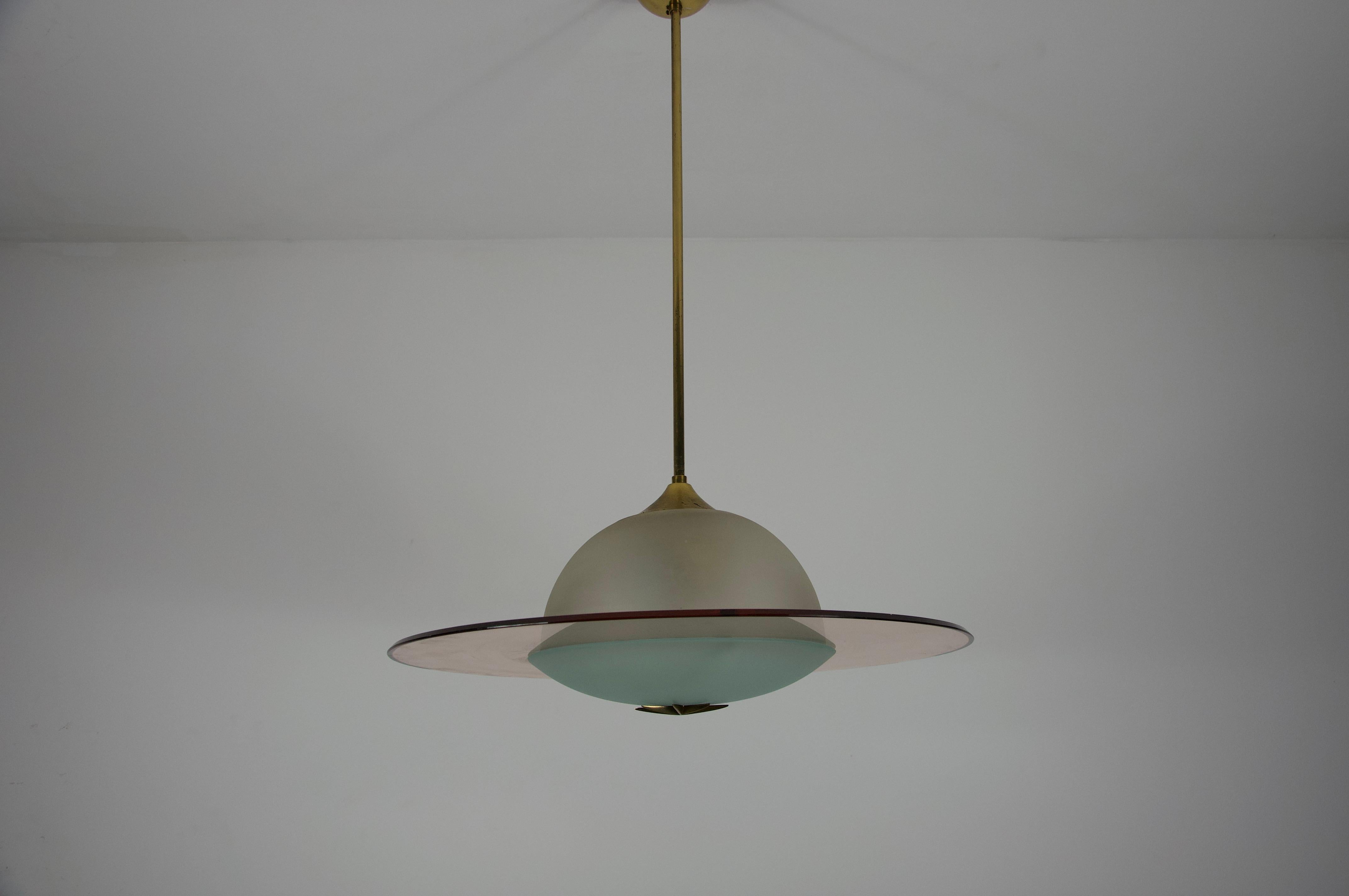 Lámpara de cristal de Murano atribuida a Pietro Chiesa para Fontana Arte, años 50, Italia Moderno de mediados de siglo en venta