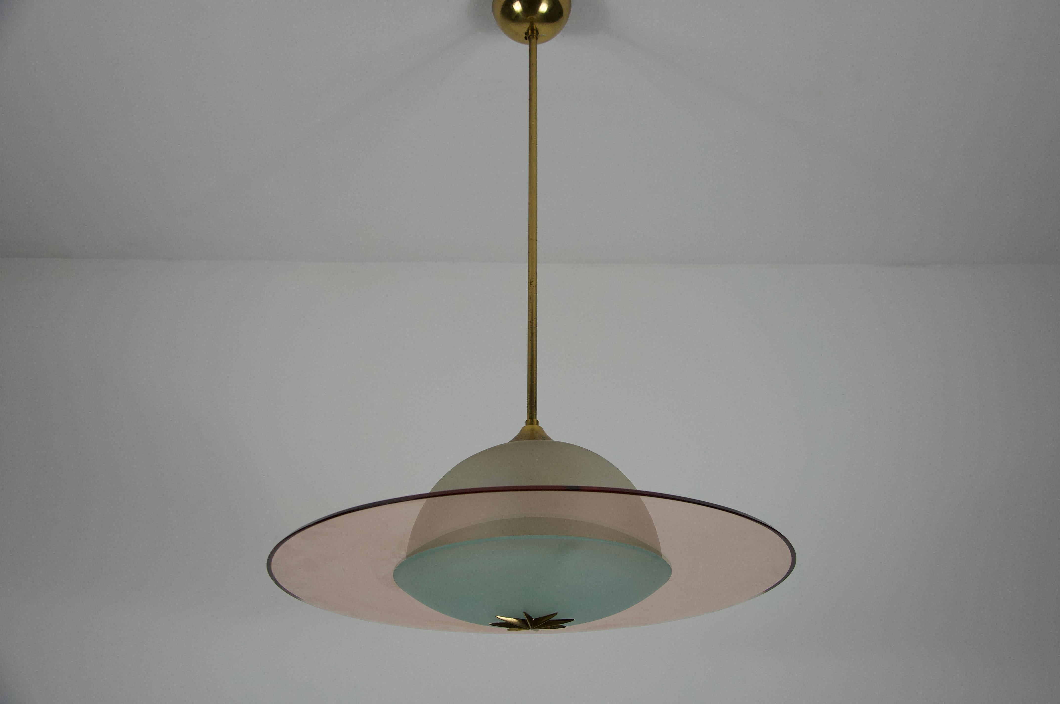 Lámpara de cristal de Murano atribuida a Pietro Chiesa para Fontana Arte, años 50, Italia siglo XX en venta