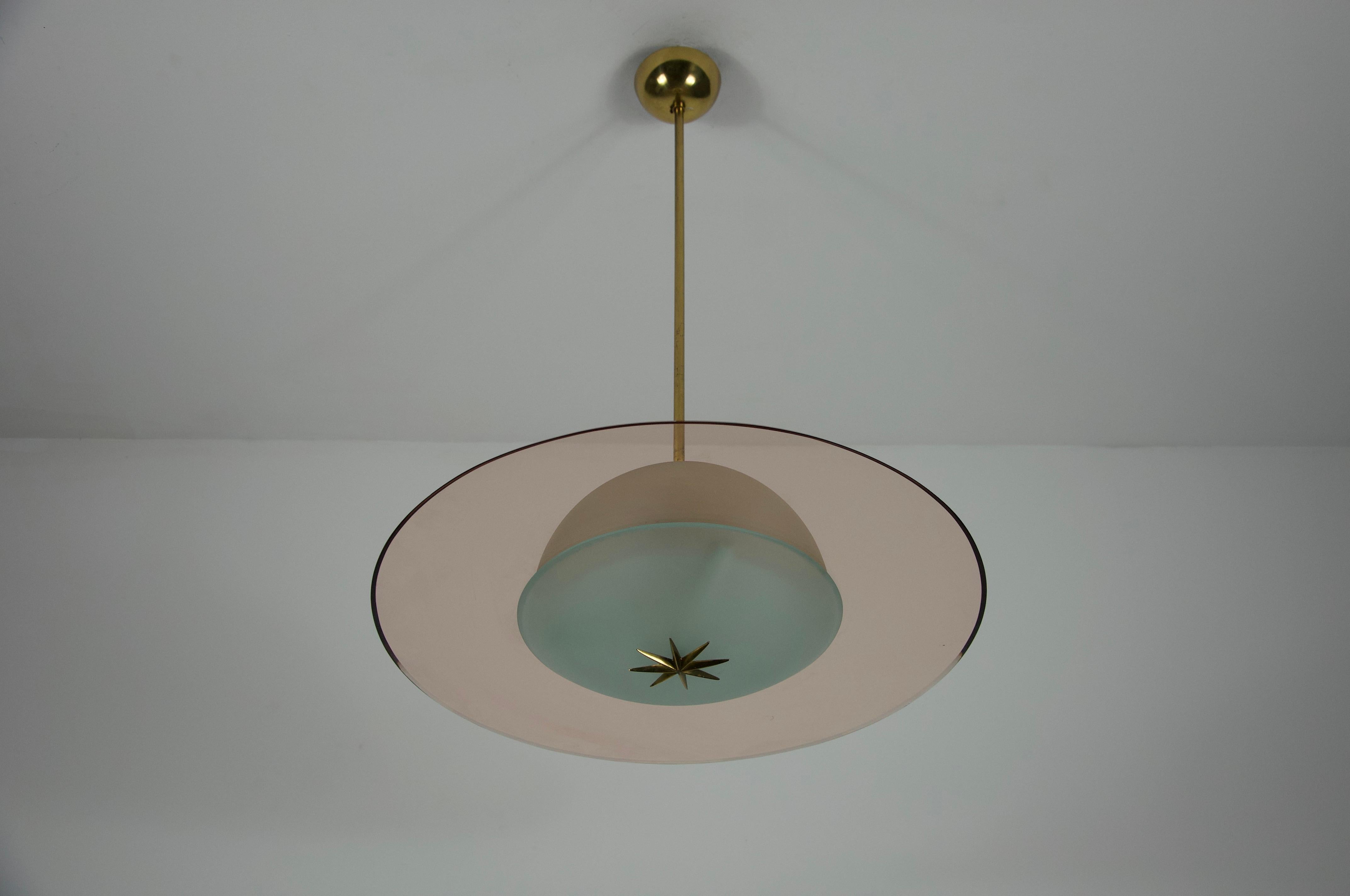 Lámpara de cristal de Murano atribuida a Pietro Chiesa para Fontana Arte, años 50, Italia en venta 1