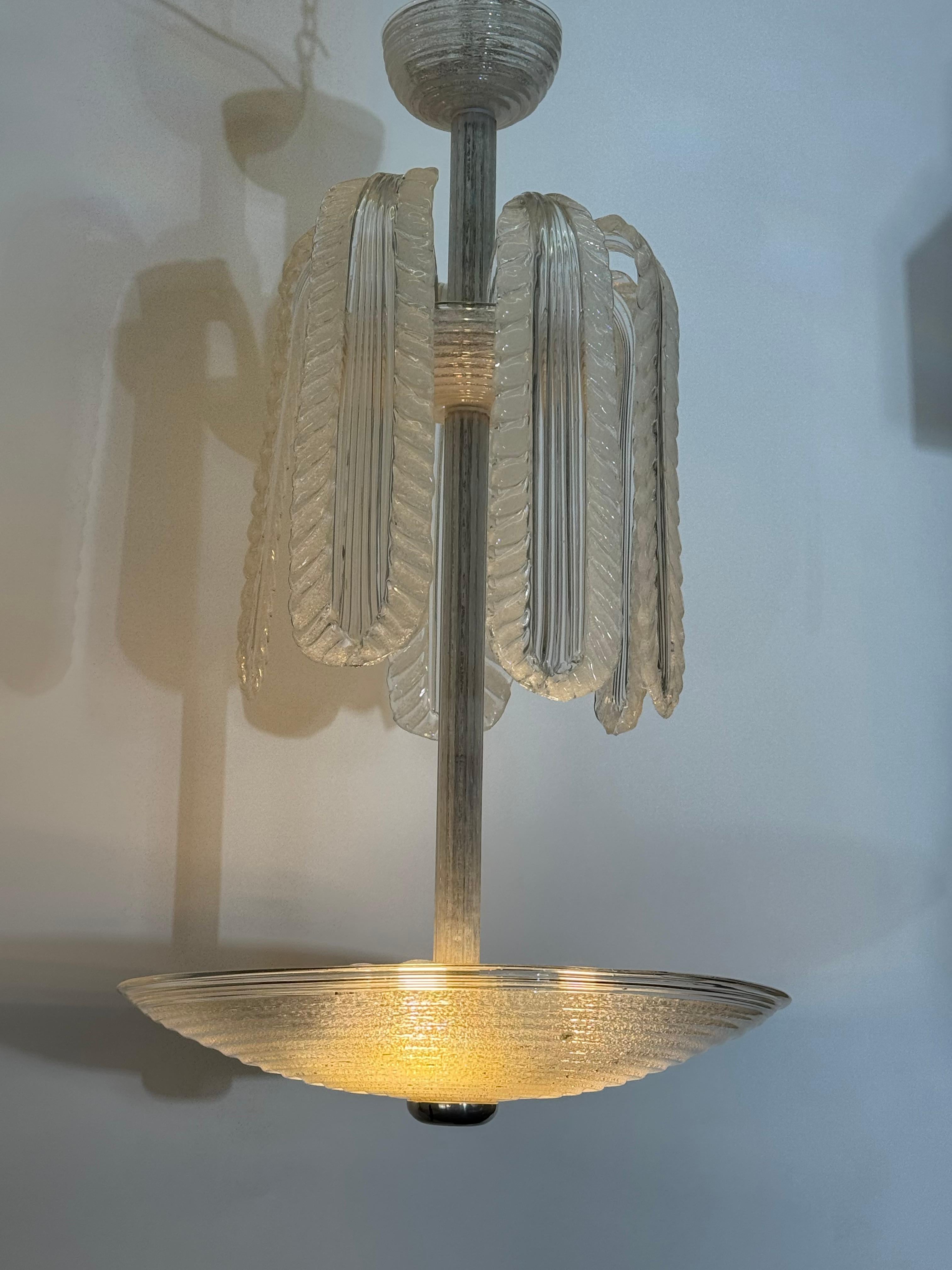 Lampadario in vetro di Murano attribuito a Seguso, metà del XX secolo in vendita 3