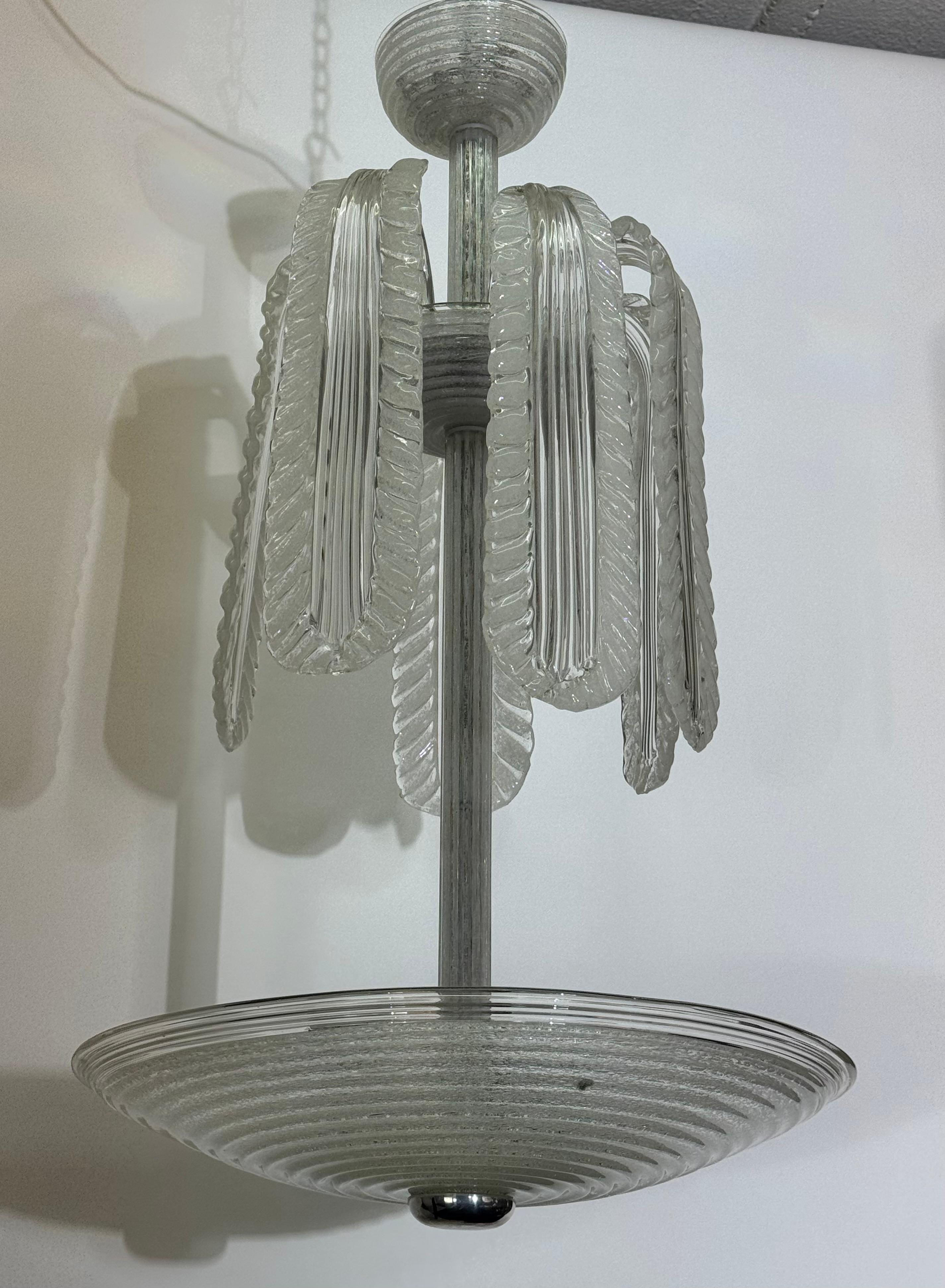 Mid-Century moderno Lampadario in vetro di Murano attribuito a Seguso, metà del XX secolo in vendita