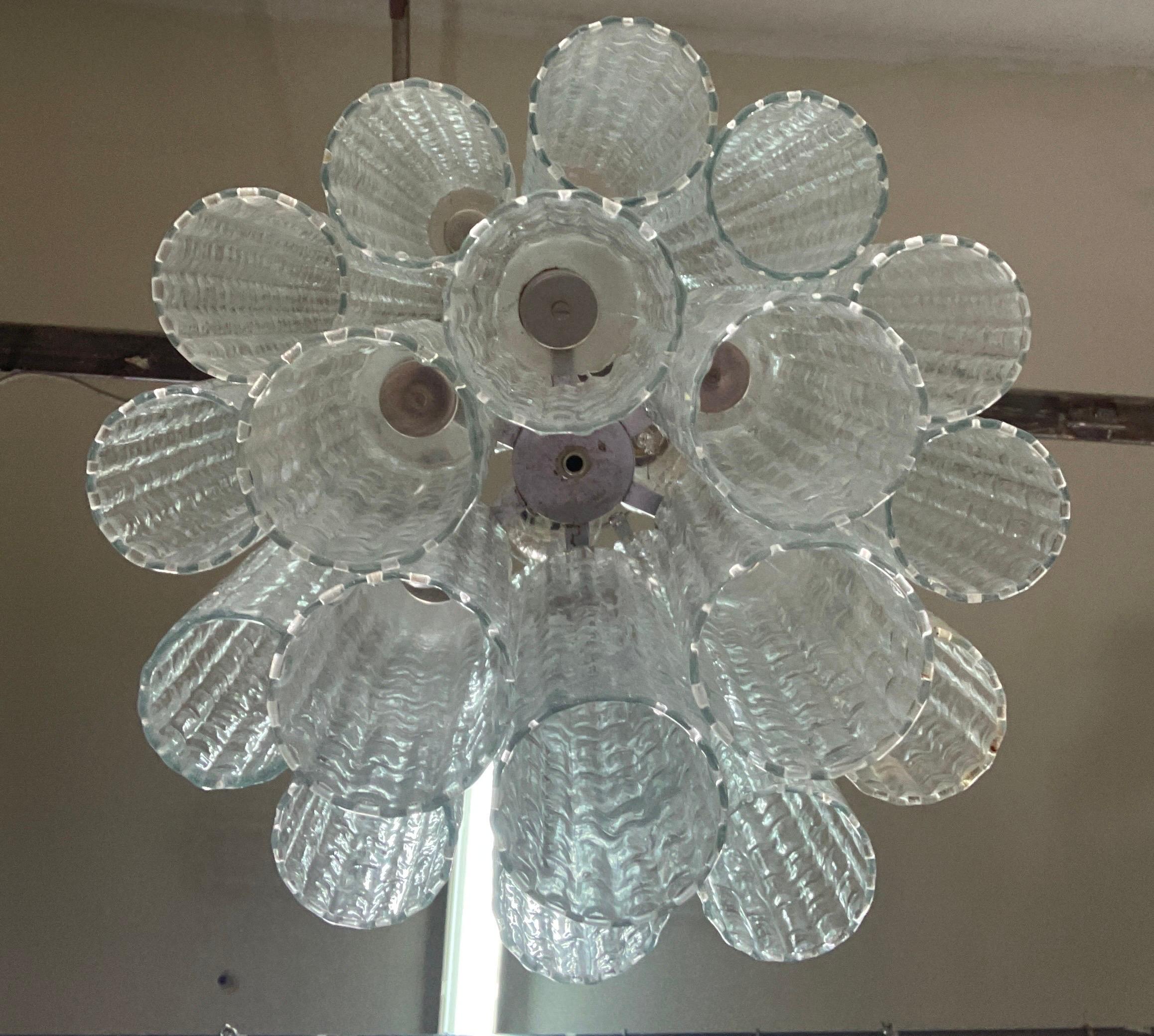 Metal Murano glass chandelier attributable to Venini, 70s