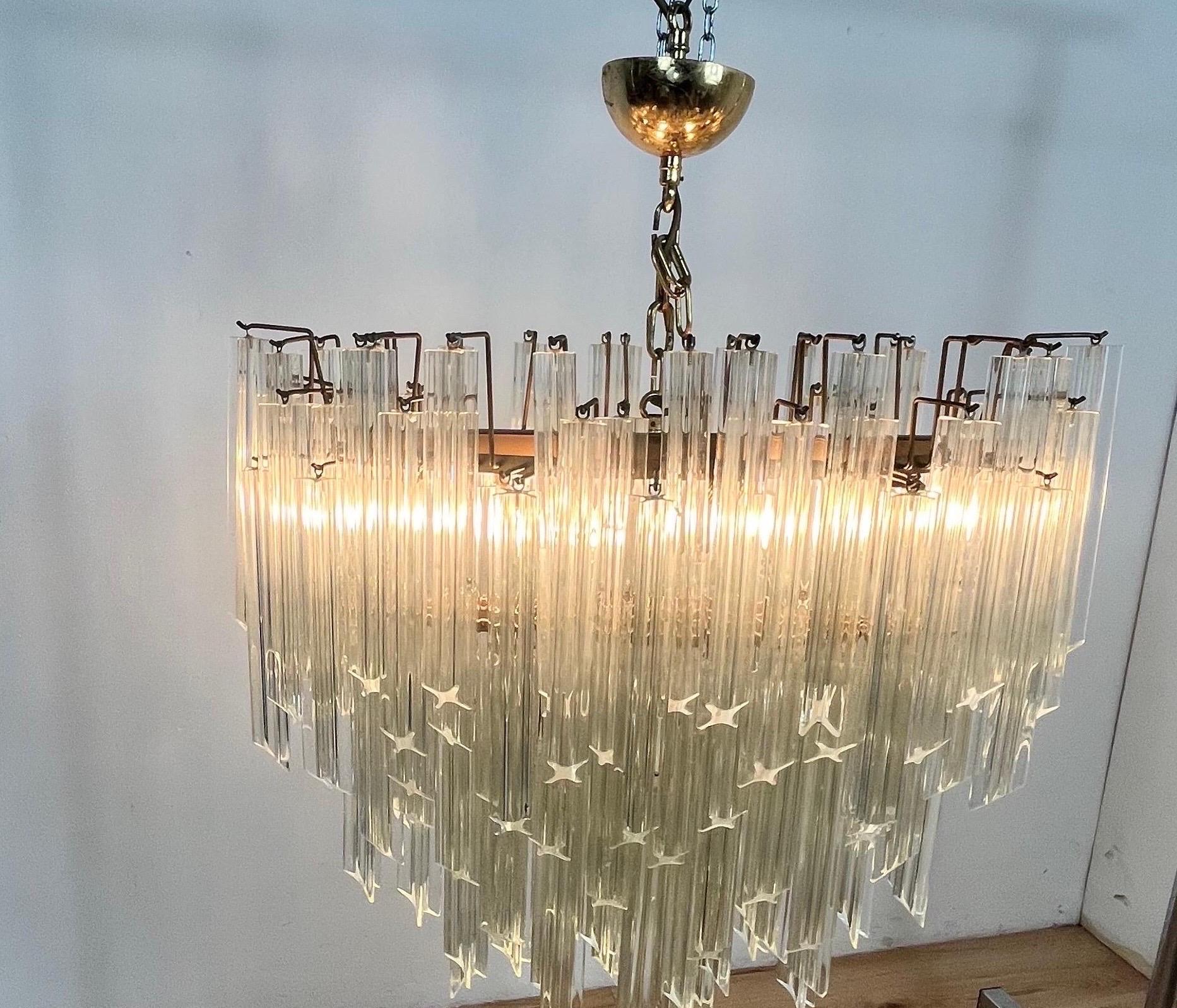 Brass Murano Glass Chandelier Attributable to Venini