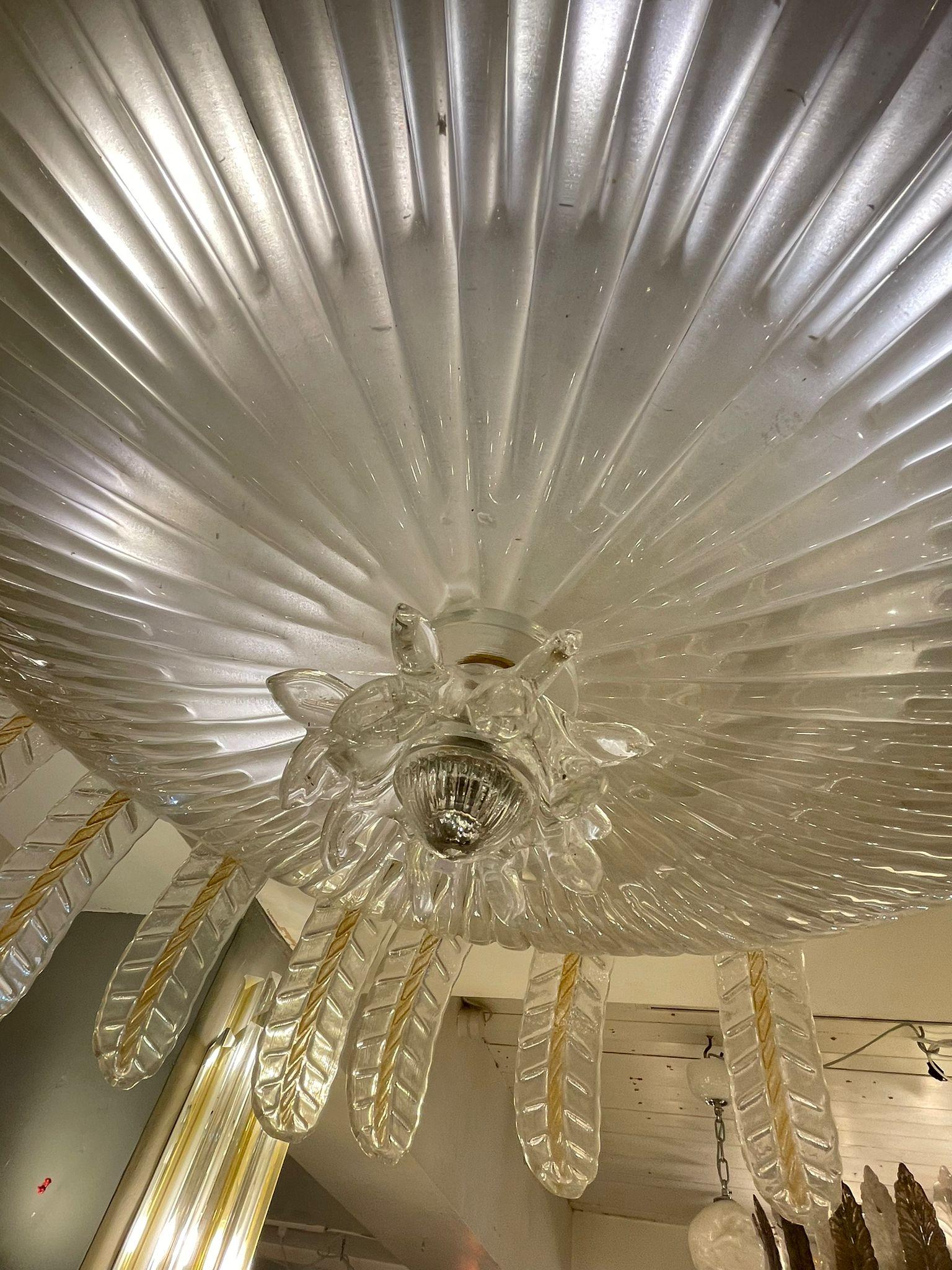 Art Deco  Murano Glass Chandelier Attributed to Barovier & Toso In Good Condition For Sale In London, GB