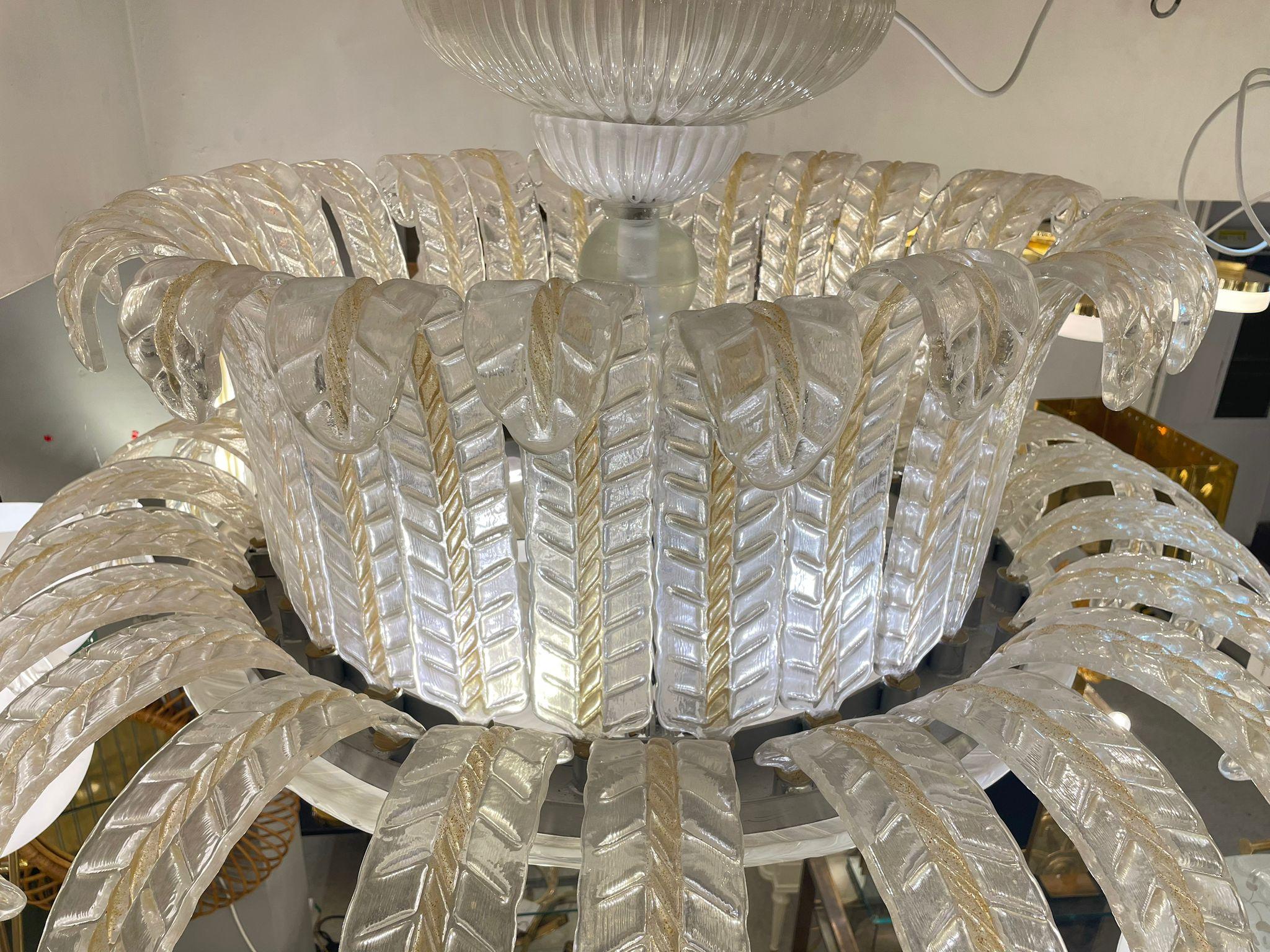 Art Deco  Murano Glass Chandelier Attributed to Barovier & Toso For Sale 2