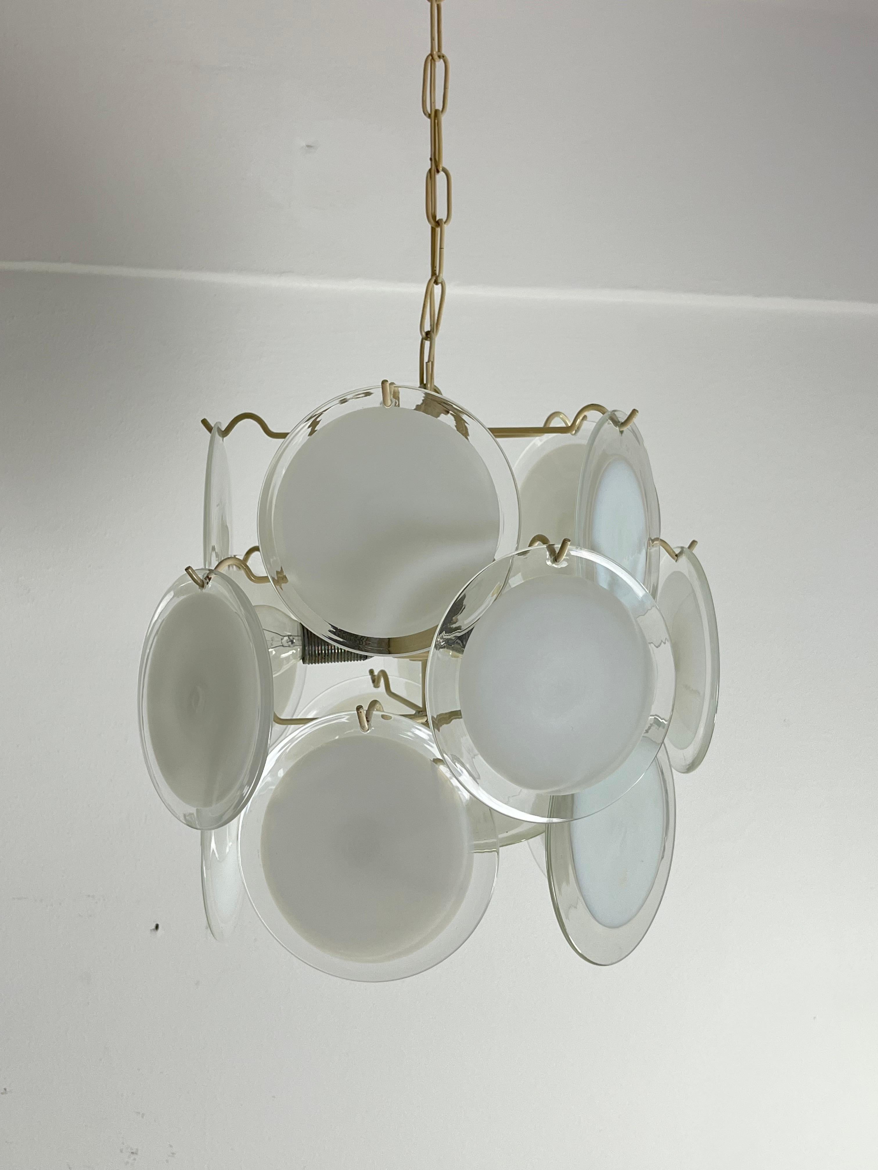 Metal Murano Glass Chandelier Attributed To Gino Vistosi 1960s For Sale