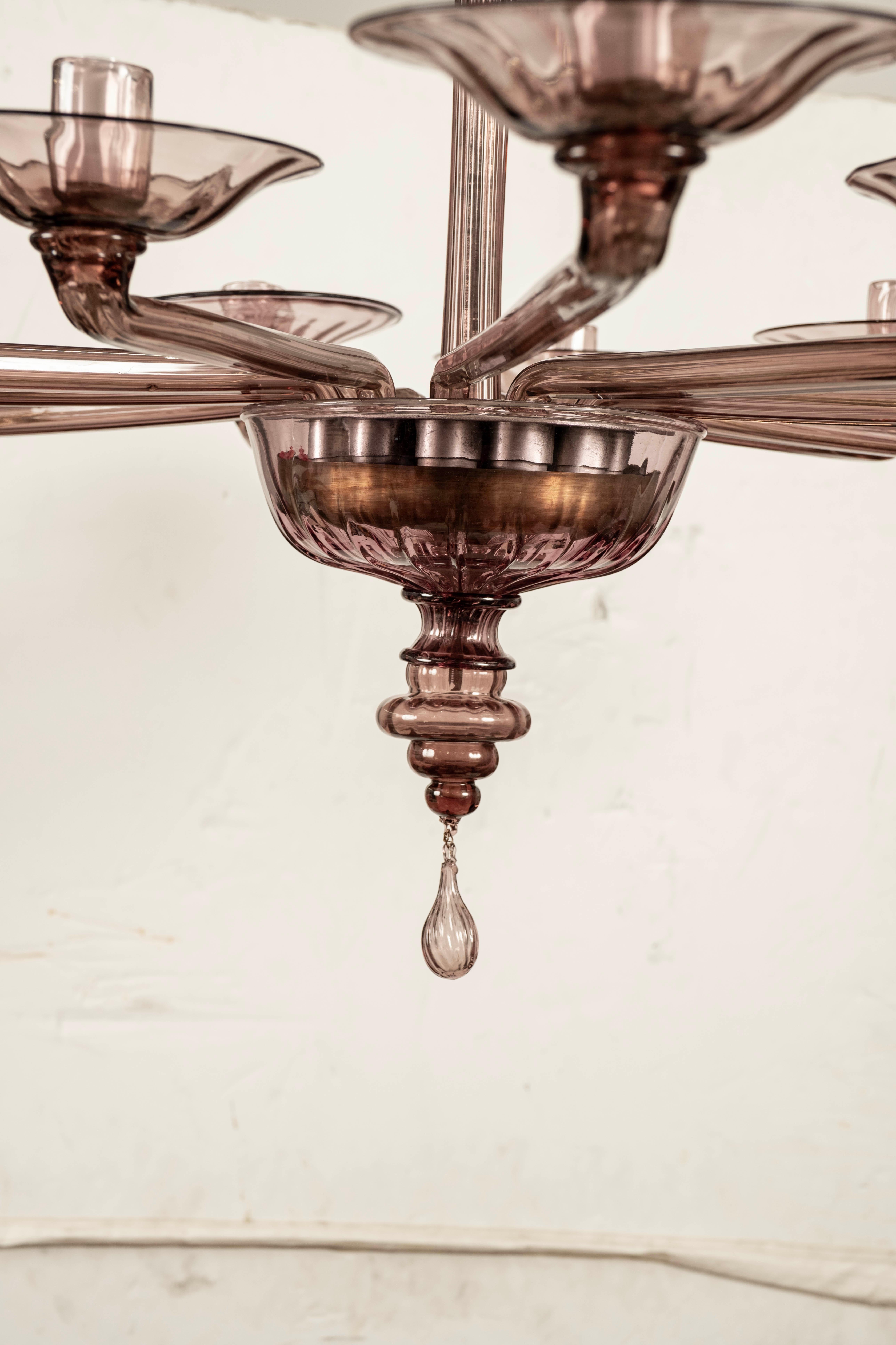 Italian Murano Glass Chandelier Attributed To MVM Cappellin