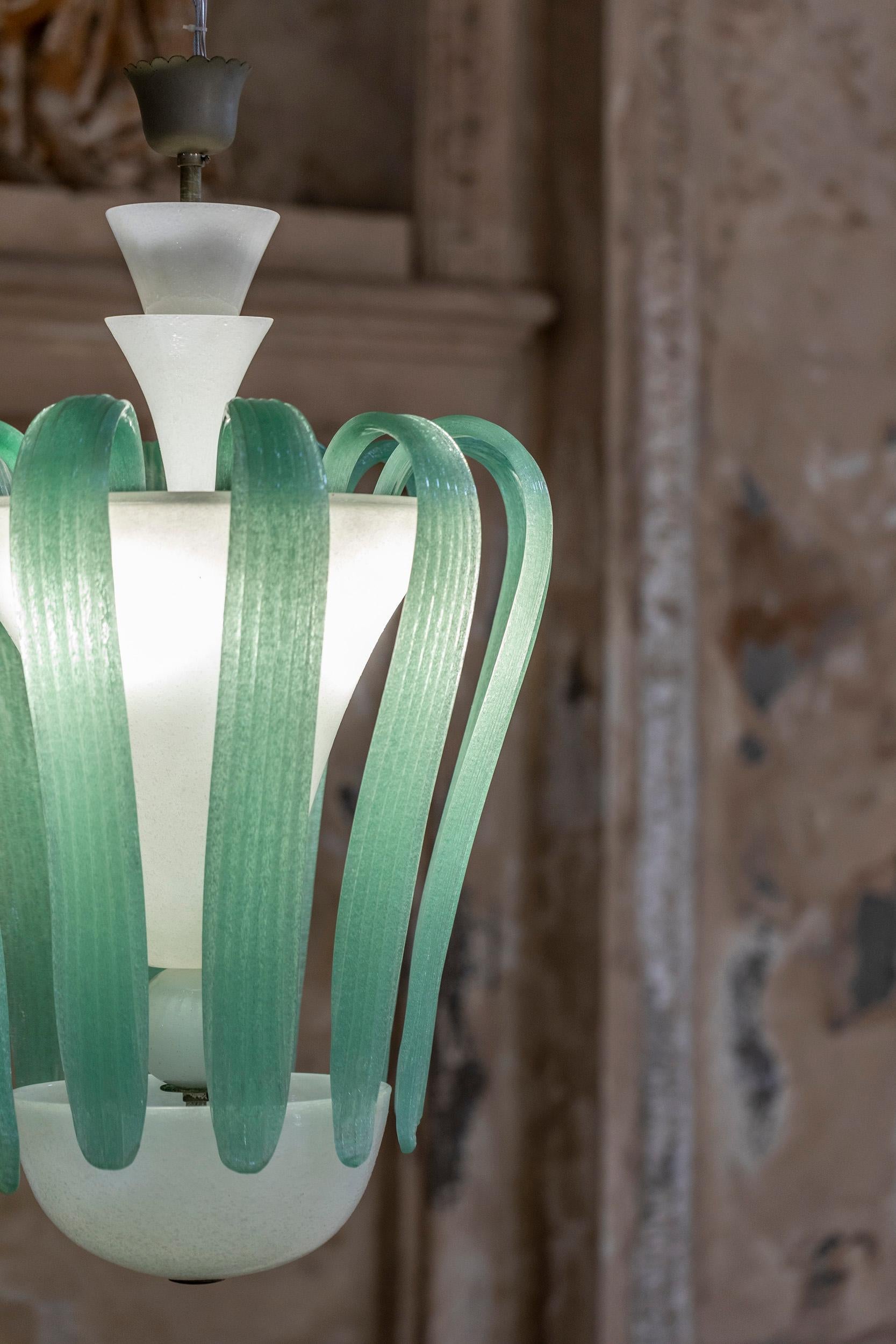 Murano Glass Chandelier Attributed to Tomaso Buzzi for Venini 6