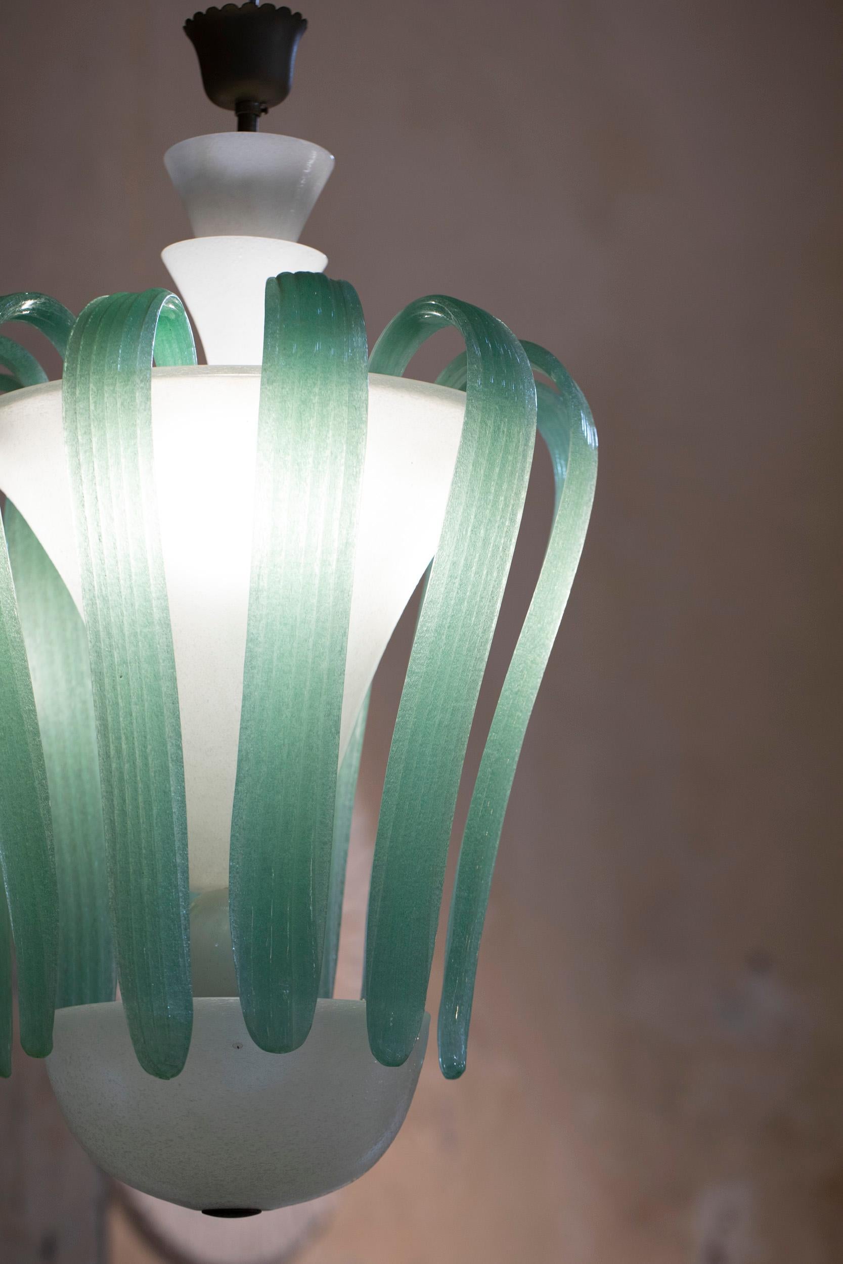 Murano Glass Chandelier Attributed to Tomaso Buzzi for Venini 14