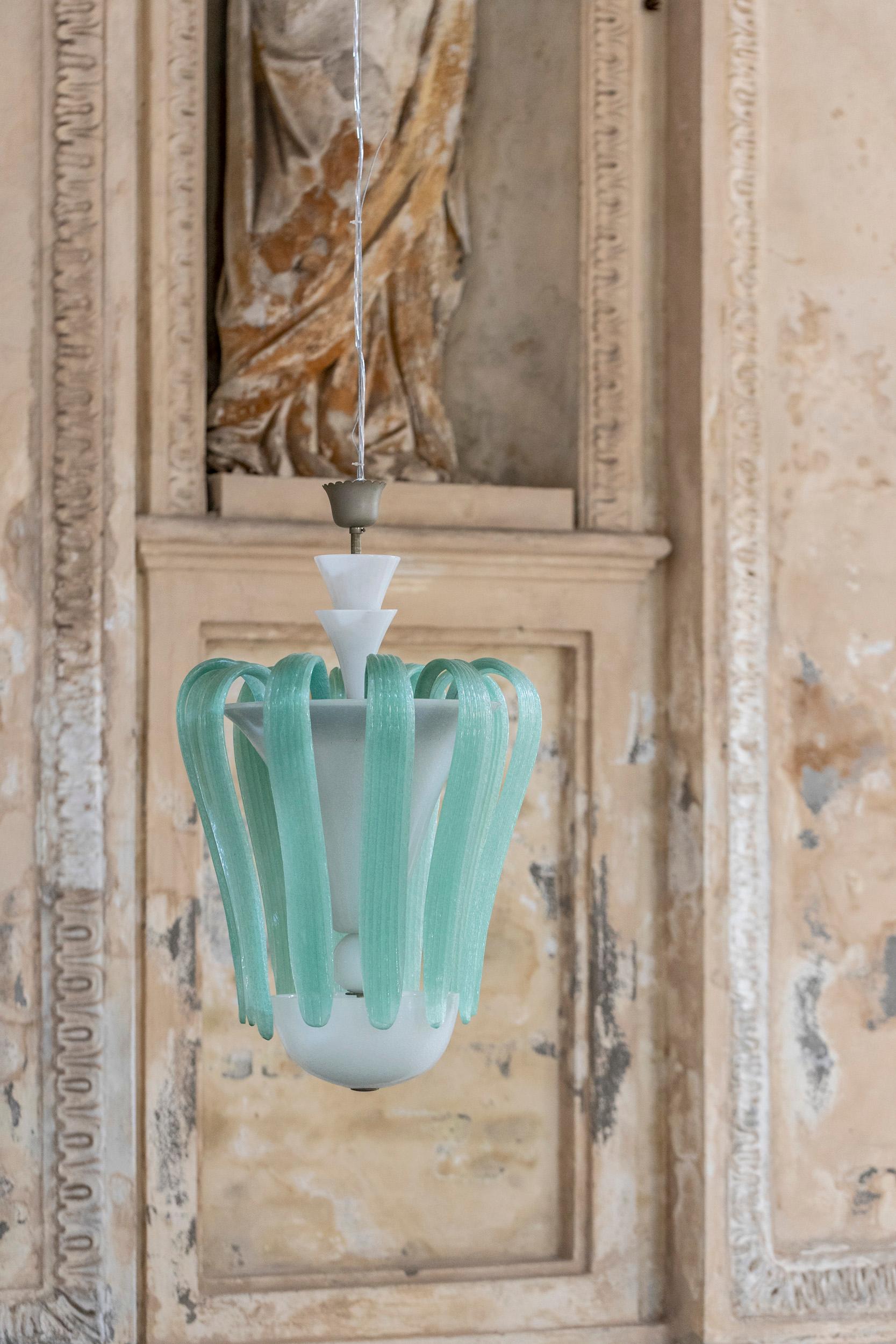 Mid-Century Modern Murano Glass Chandelier Attributed to Tomaso Buzzi for Venini