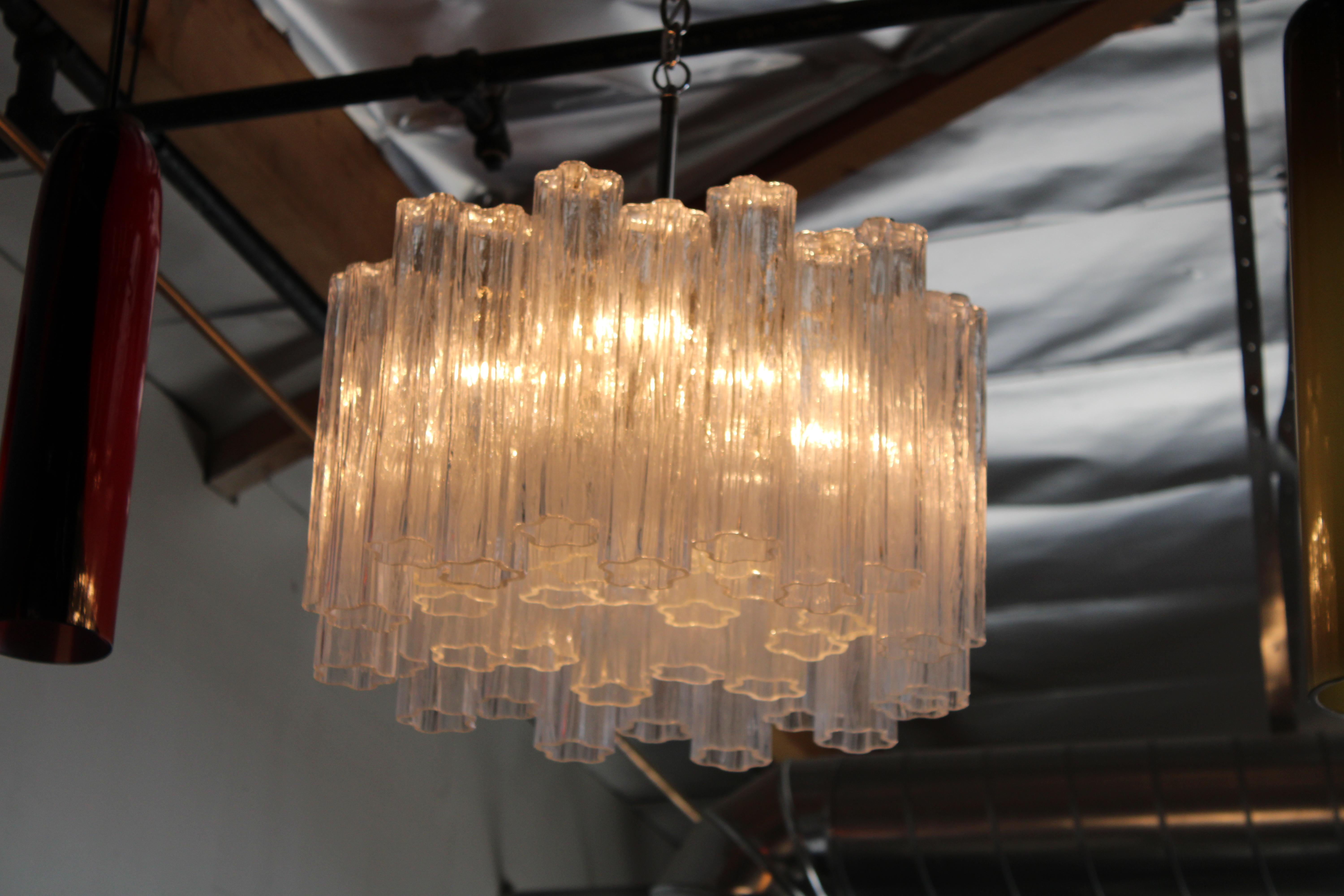 Modern Murano Glass Chandelier Attributed to Venini For Sale