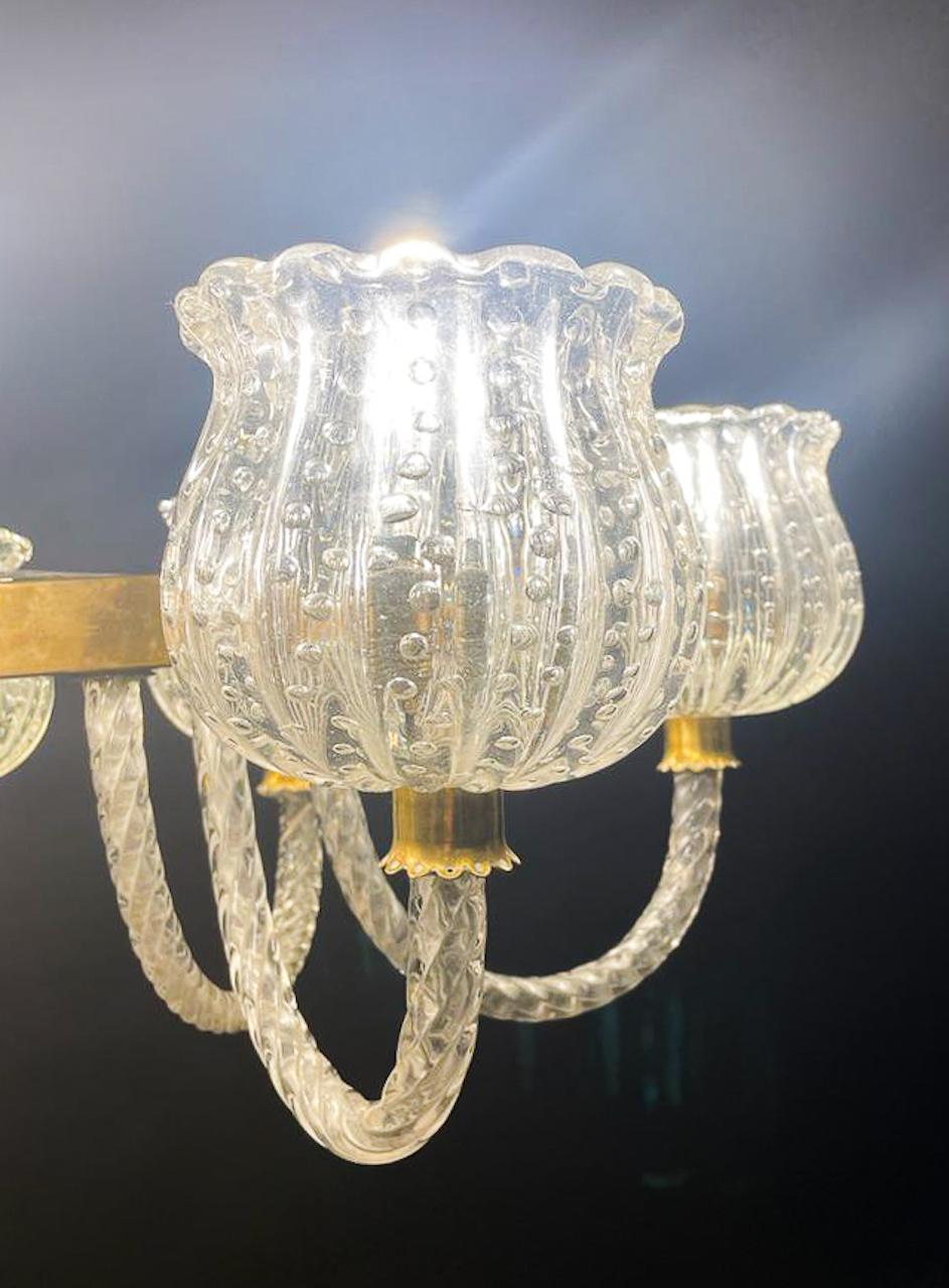 Mid-Century Modern Murano Glass Chandelier, Barovier Style, Italy, 1950s For Sale