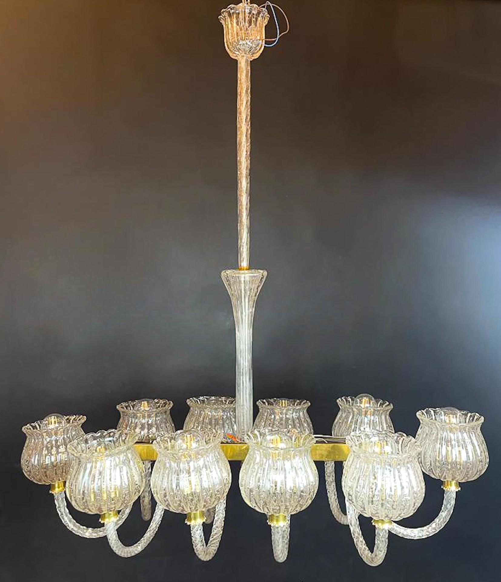 Italian Murano Glass Chandelier, Barovier Style, Italy, 1950s For Sale