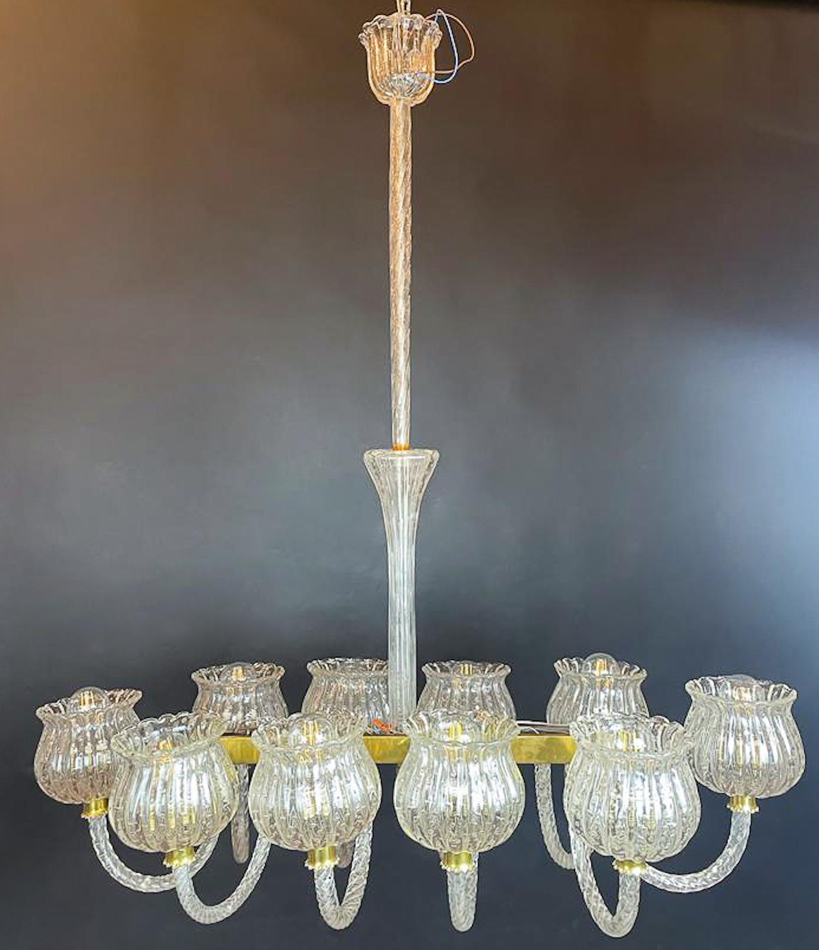 Murano Glass Chandelier, Barovier Style, Italy, 1950s In Good Condition For Sale In Brussels, BE