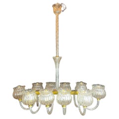 Vintage Murano Glass Chandelier, Barovier Style, Italy, 1950s