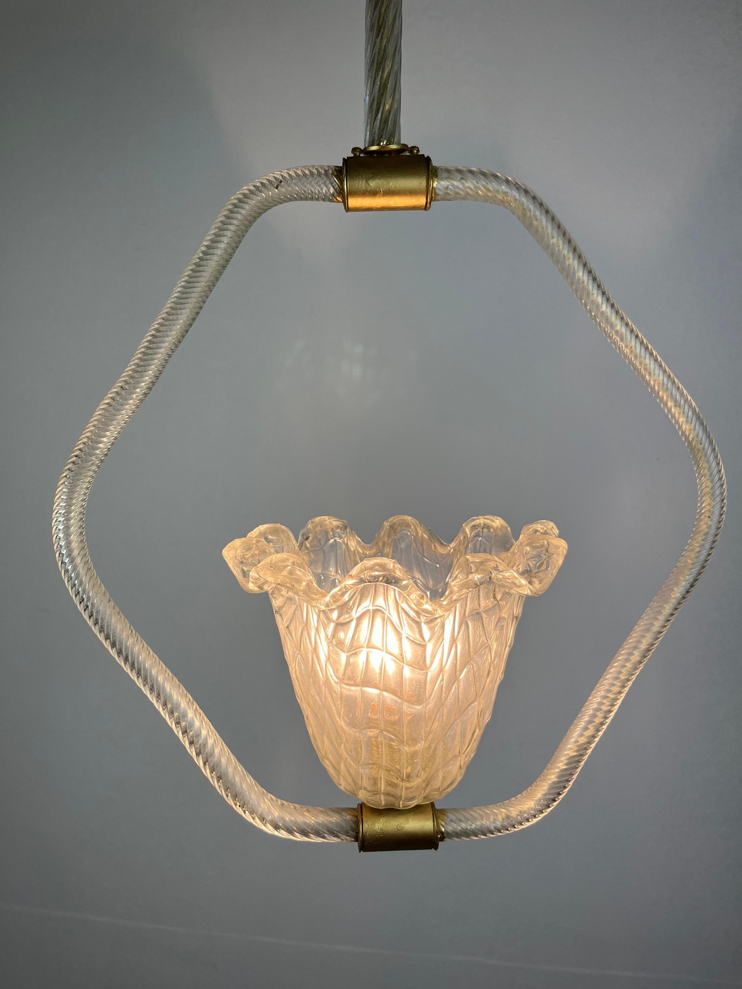 Murano Glass Chandelier, Barovier & Toso, Italy, 1940s For Sale 5