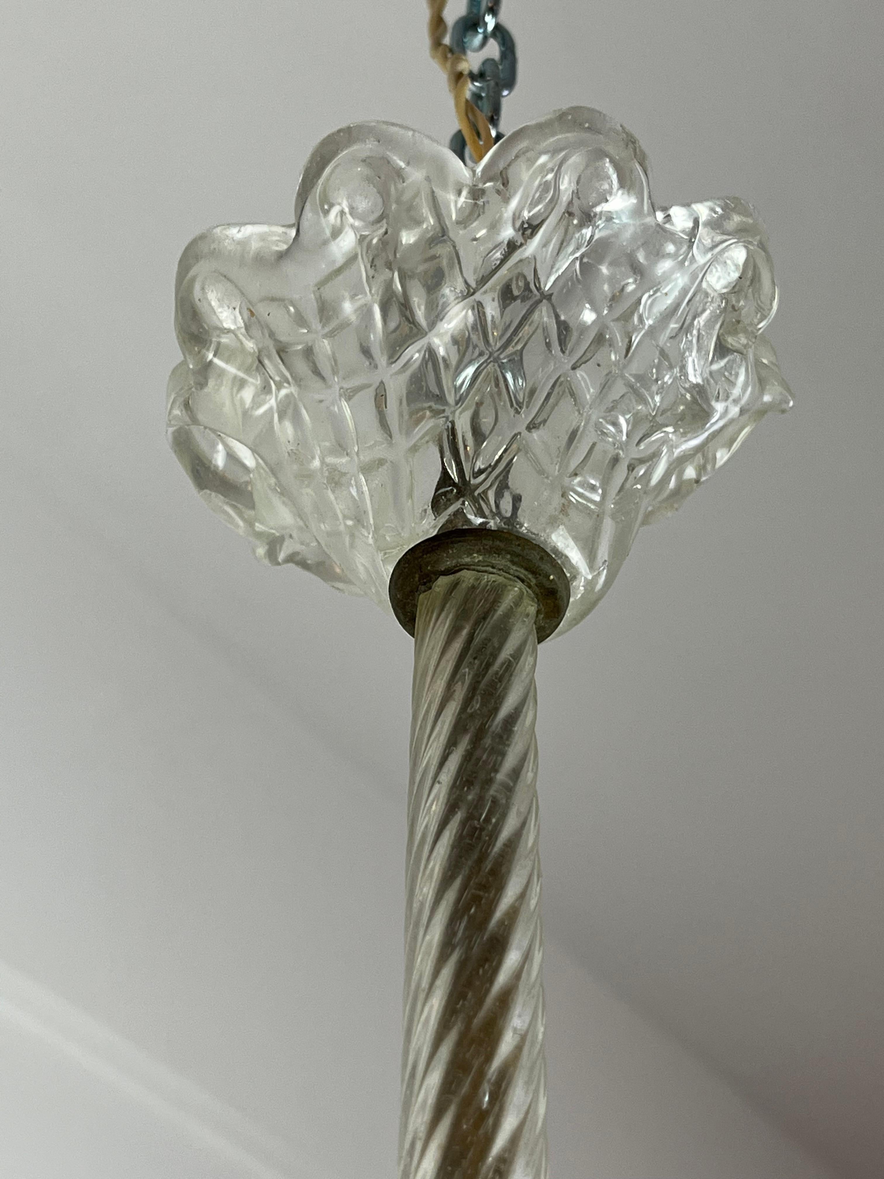 Murano Glass Chandelier, Barovier & Toso, Italy, 1940s For Sale 8