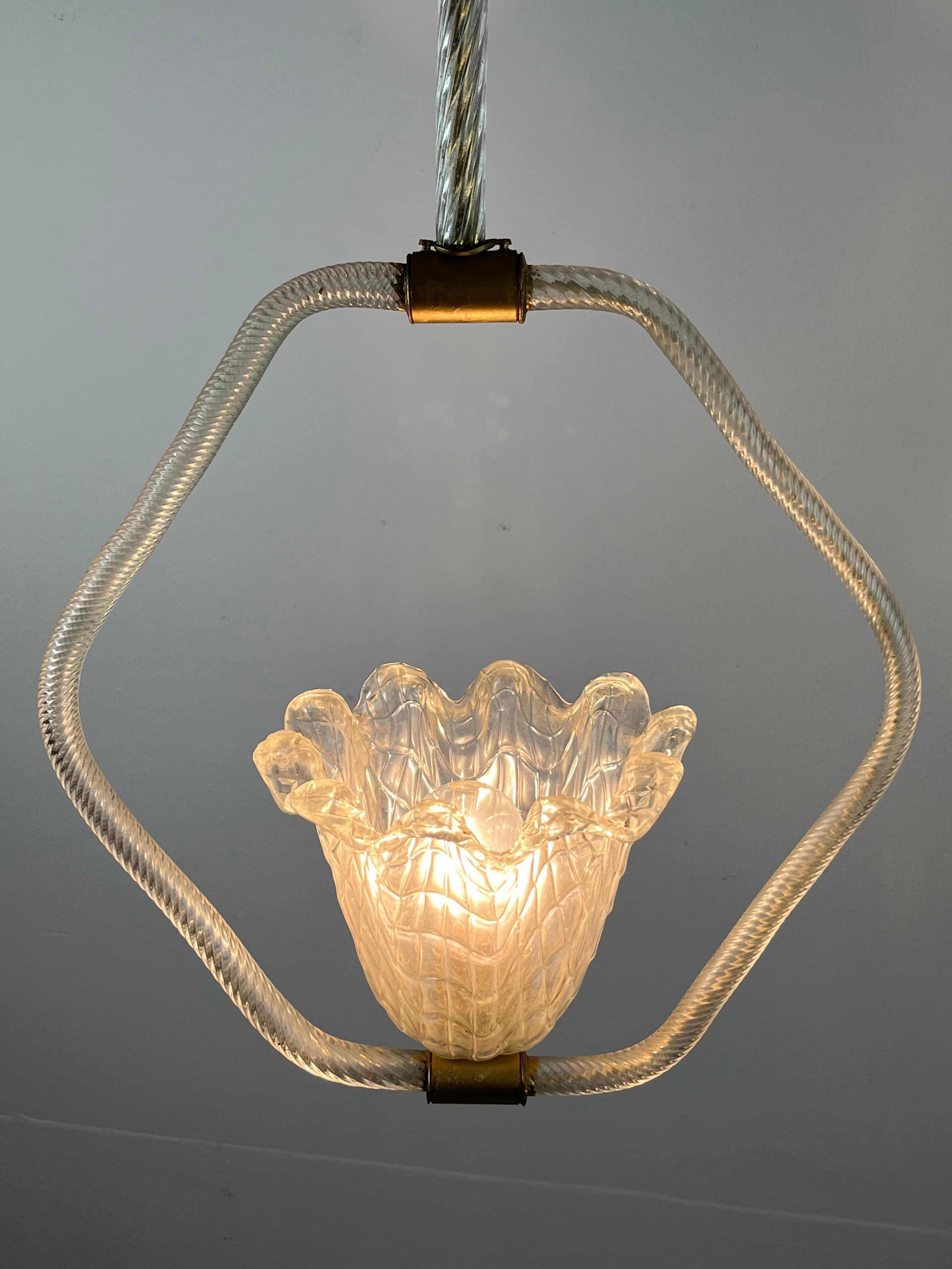 Italian Murano Glass Chandelier, Barovier & Toso, Italy, 1940s For Sale