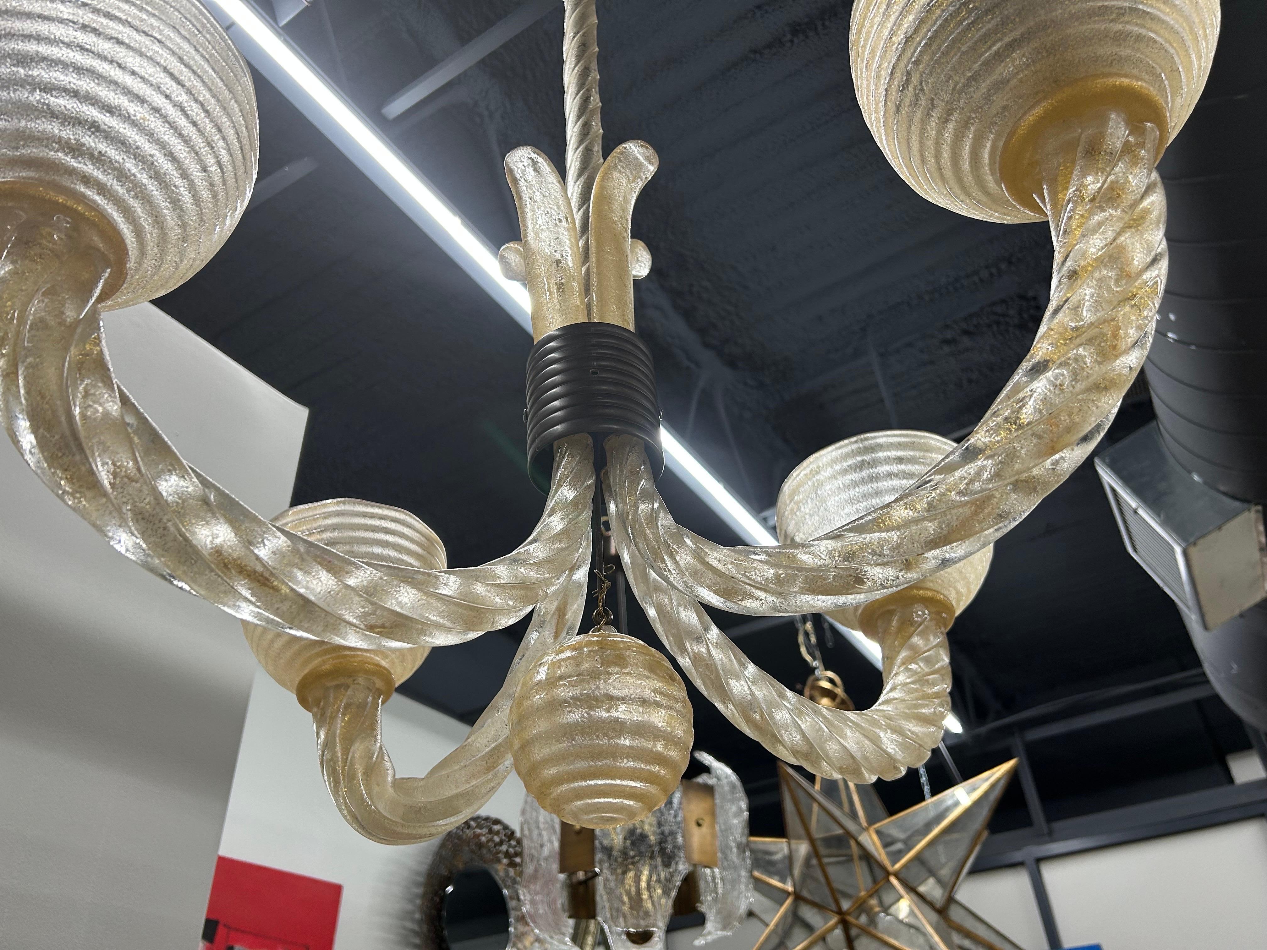 Mid-20th Century Murano Glass Chandelier By Barovier For Sale