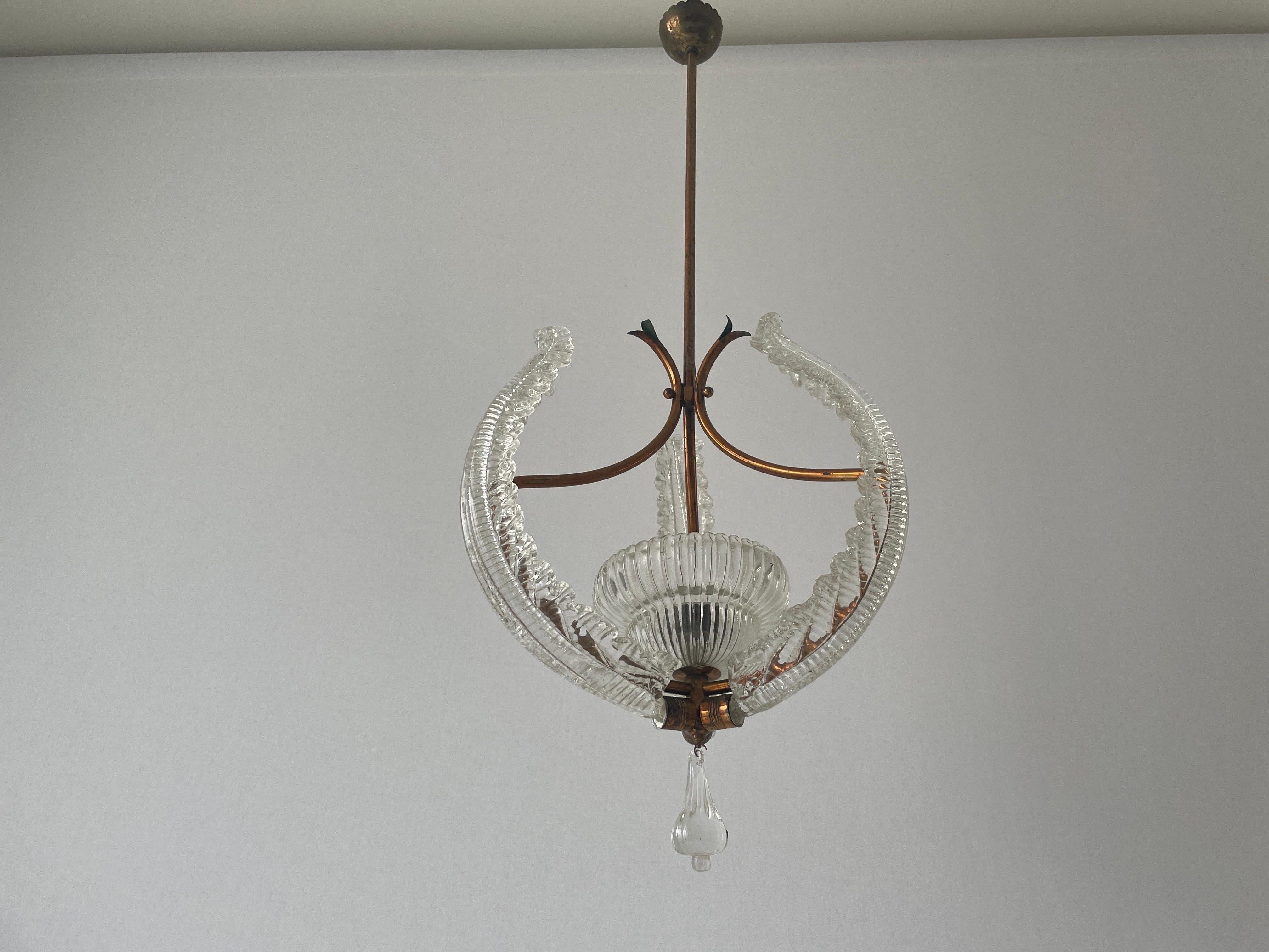 Murano Glass Chandelier by Barovier & Toso, 1940s, Italy For Sale 5