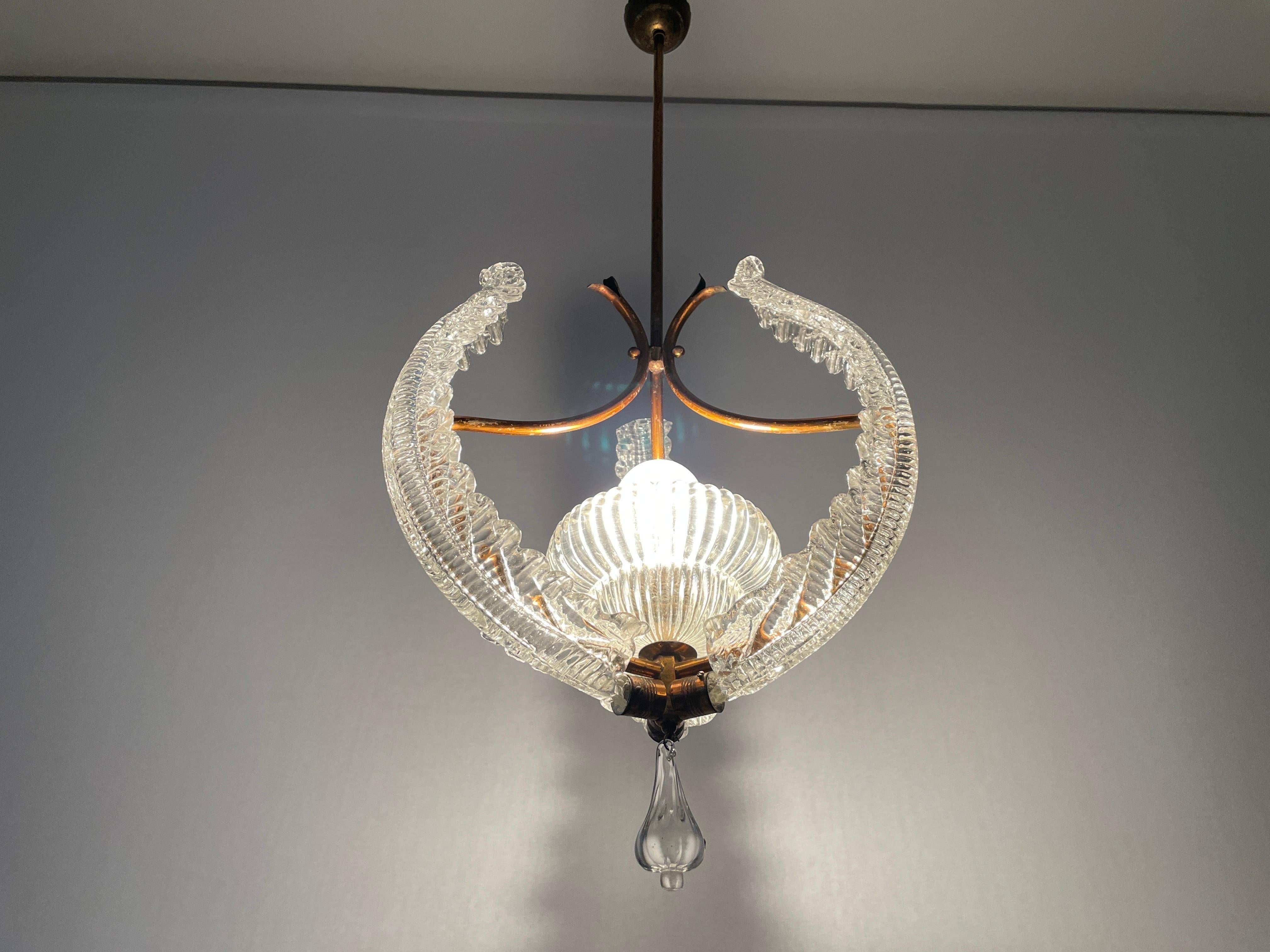 Murano Glass Chandelier by Barovier & Toso, 1940s, Italy For Sale 7