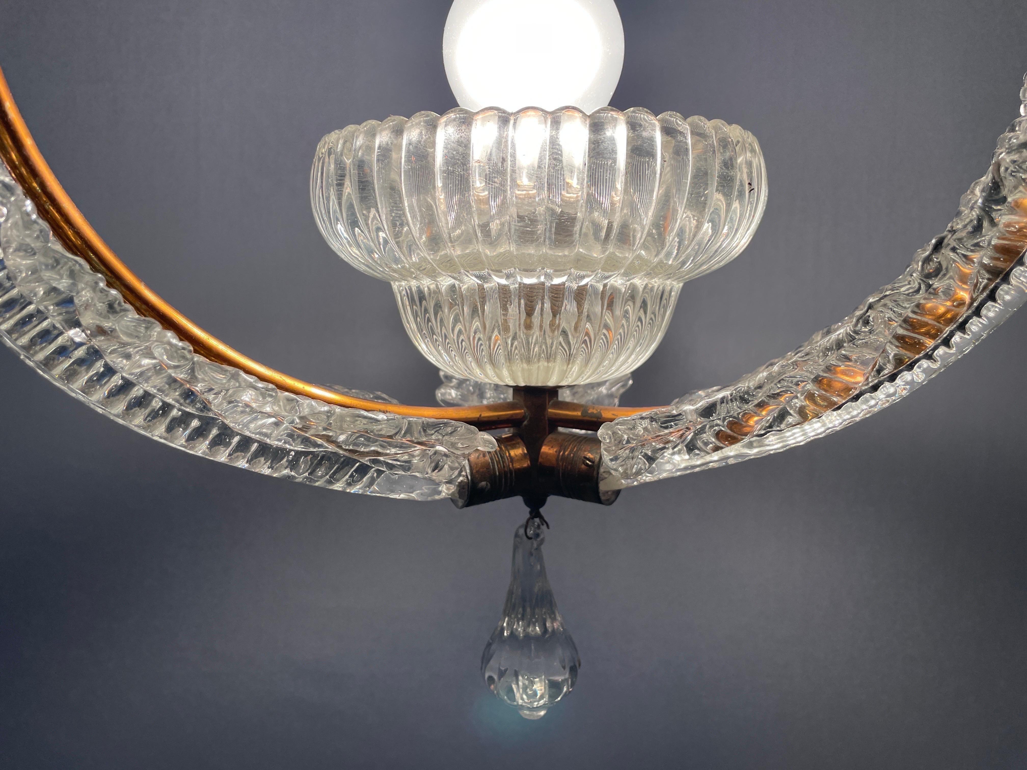 Murano Glass Chandelier by Barovier & Toso, 1940s, Italy For Sale 11