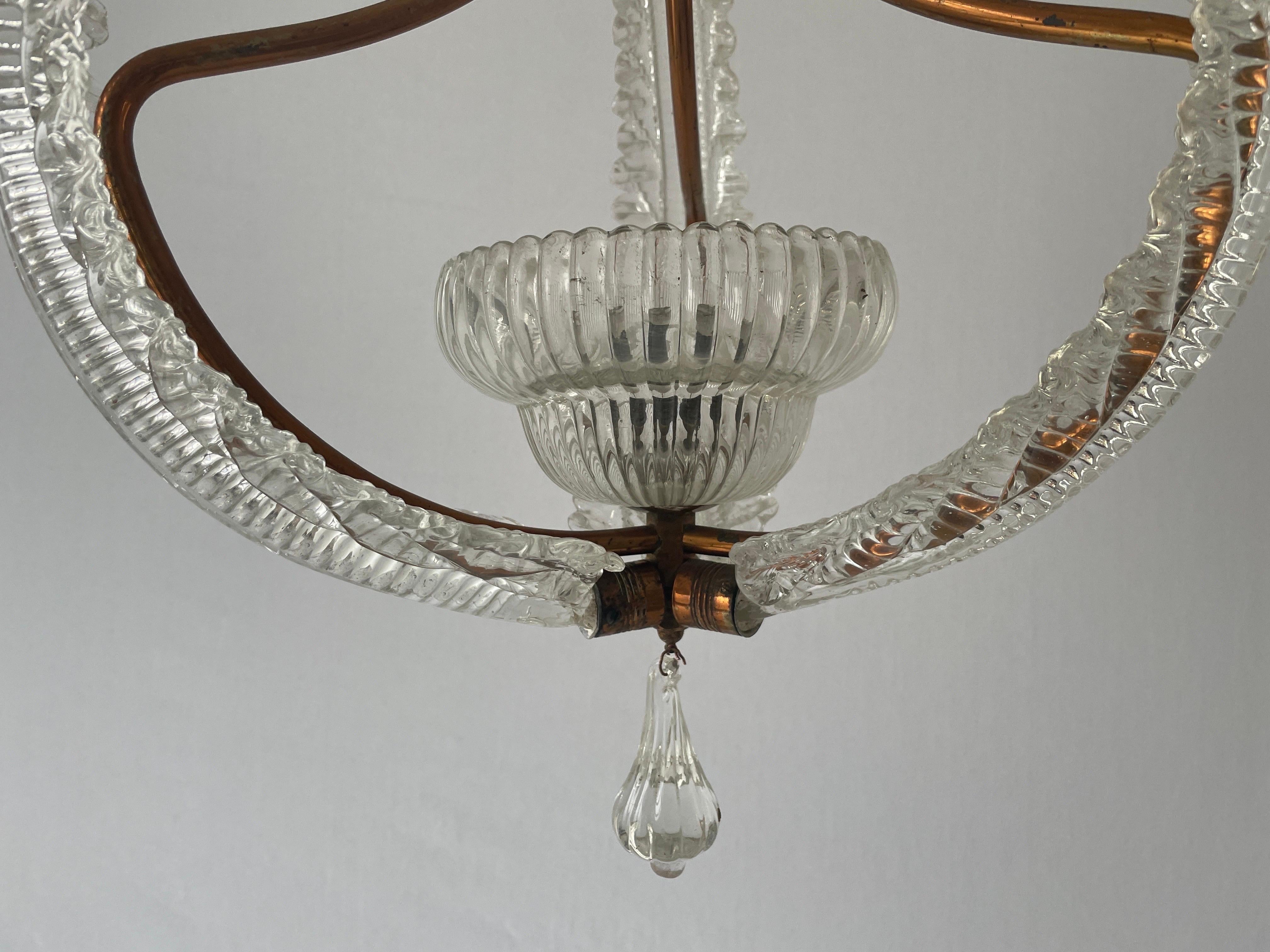 Italian Murano Glass Chandelier by Barovier & Toso, 1940s, Italy For Sale