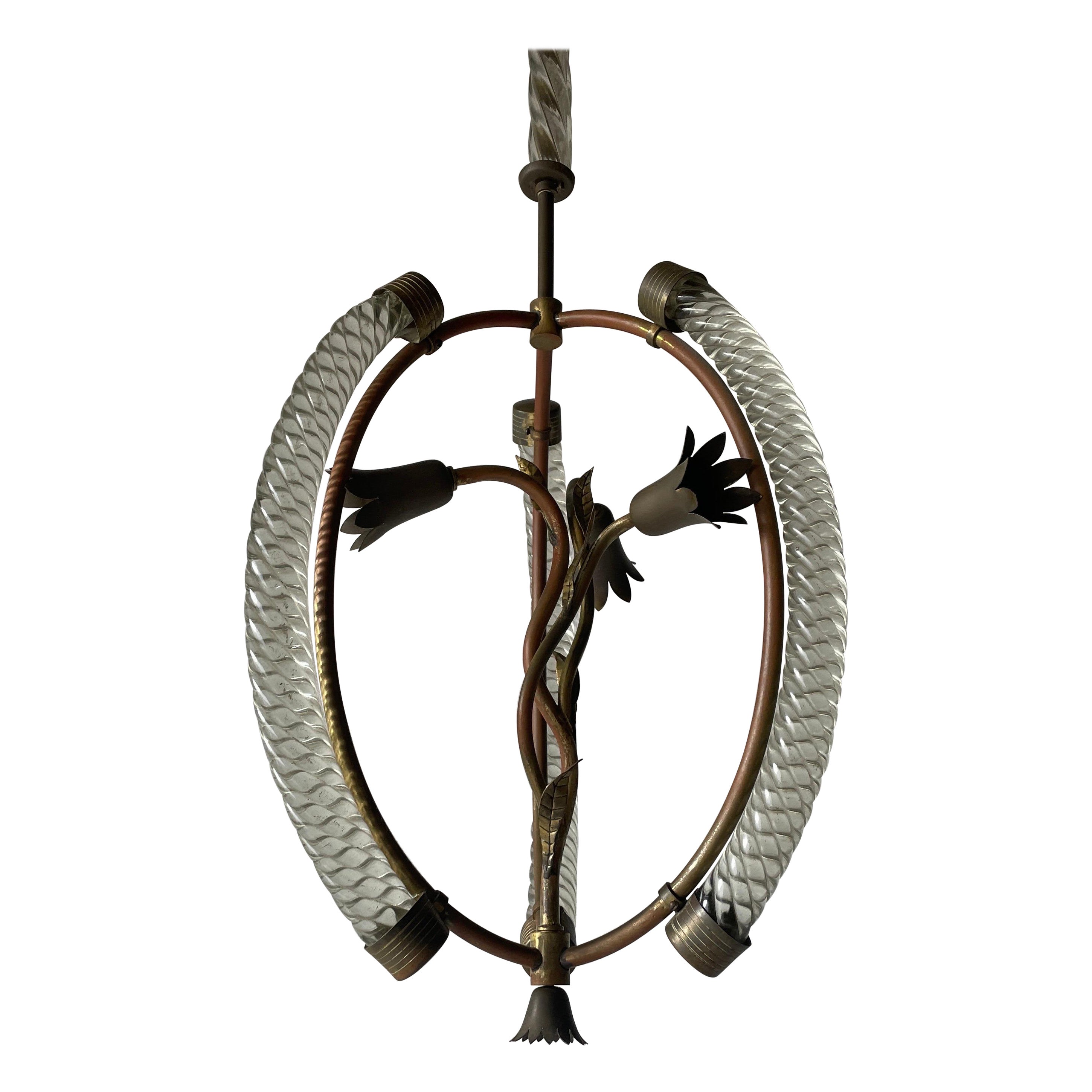 Lampadario in vetro di Murano di Barovier & Toso, anni '40, Italia in vendita