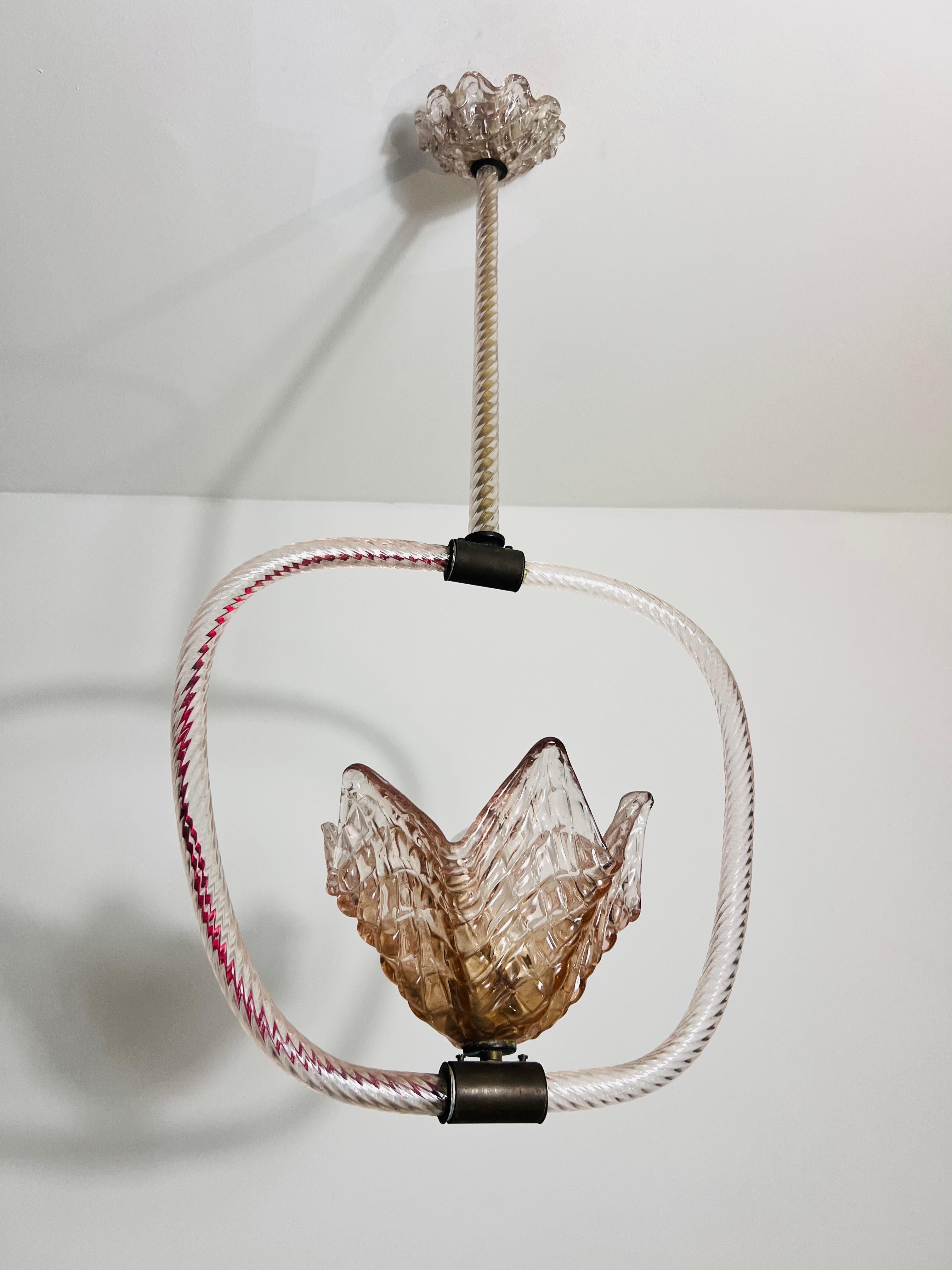 Hollywood Regency Lustre en verre de Murano par Barovier & Toso, Italie, années 1940 en vente