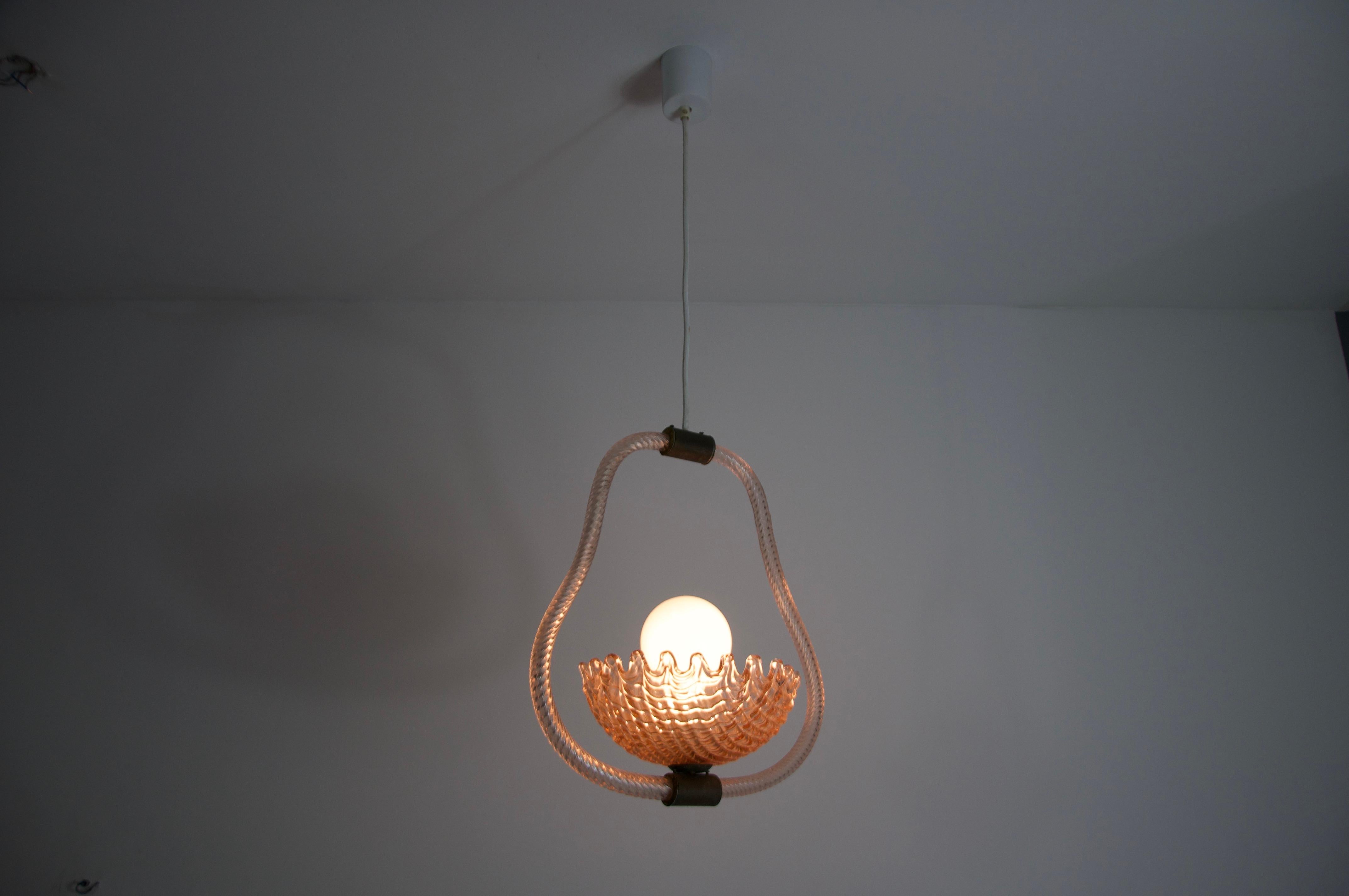 Hollywood Regency Murano Glass Chandelier by Barovier & Toso, Italy, 1940s For Sale