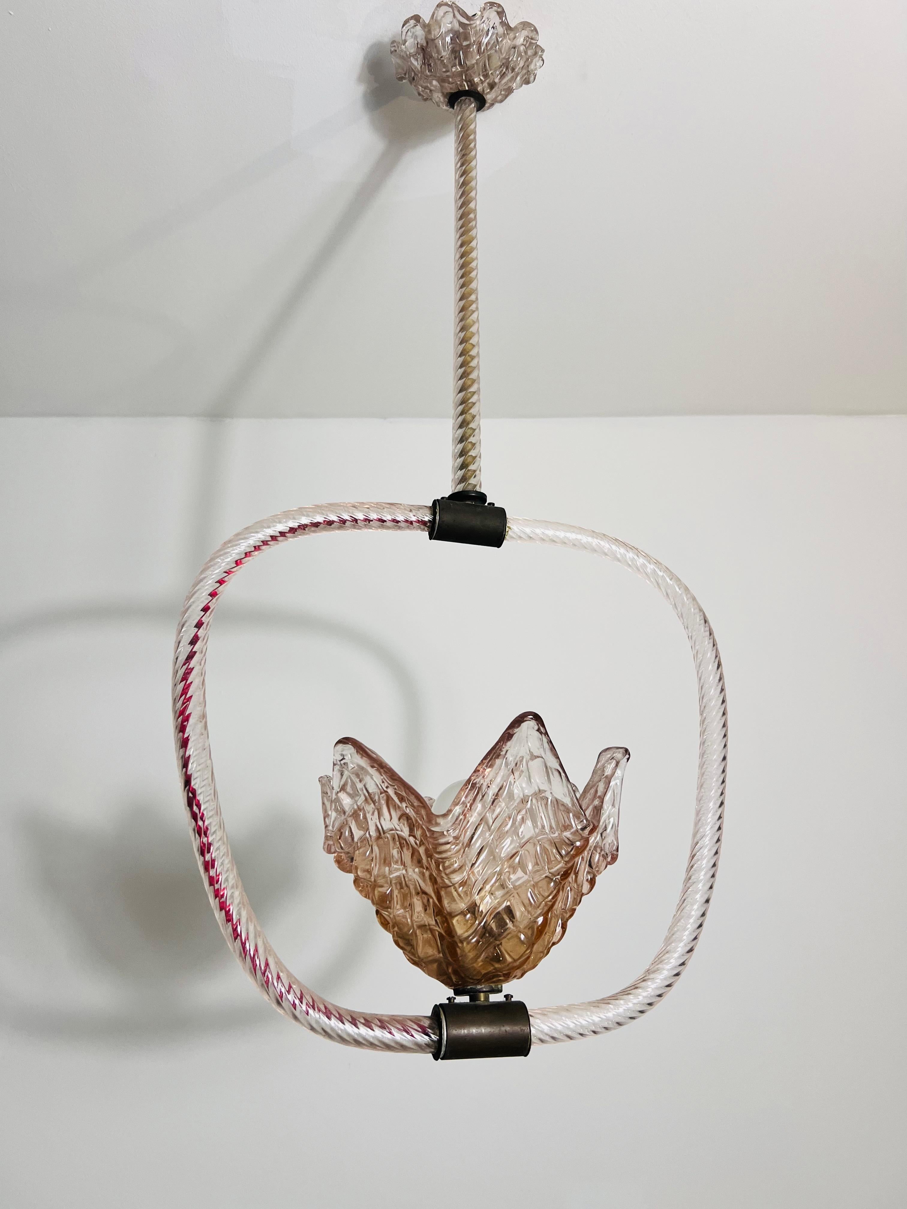 italien Lustre en verre de Murano par Barovier & Toso, Italie, années 1940 en vente