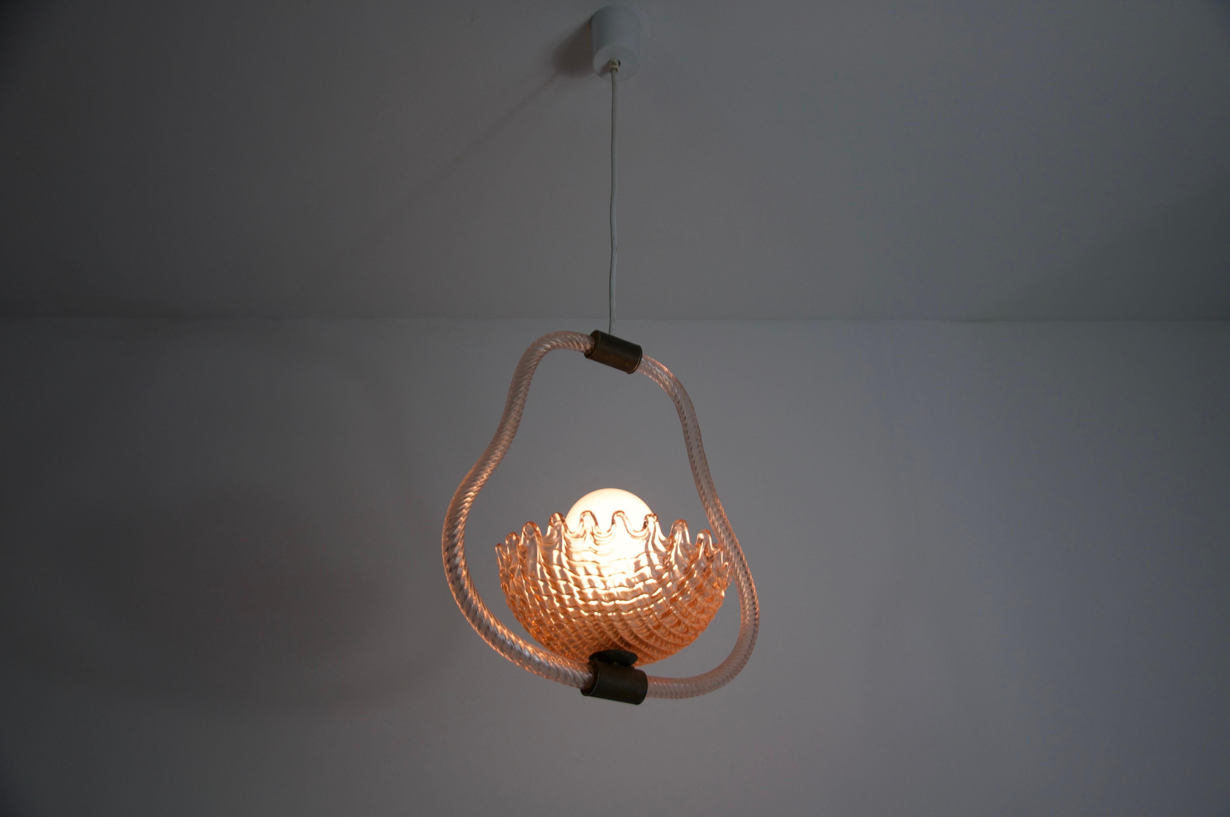 Italian Murano Glass Chandelier by Barovier & Toso, Italy, 1940s For Sale