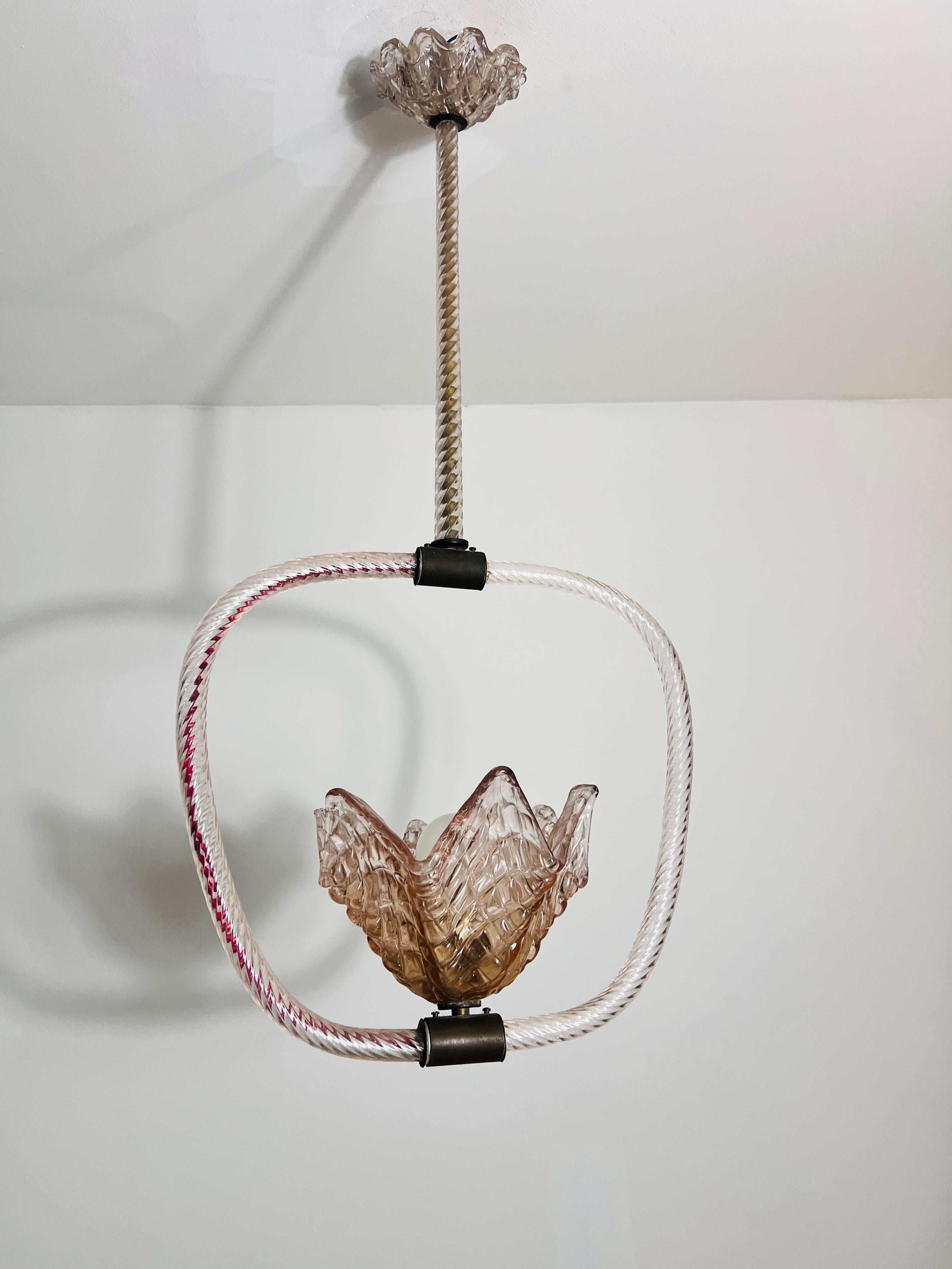 Fait main Lustre en verre de Murano par Barovier & Toso, Italie, années 1940 en vente