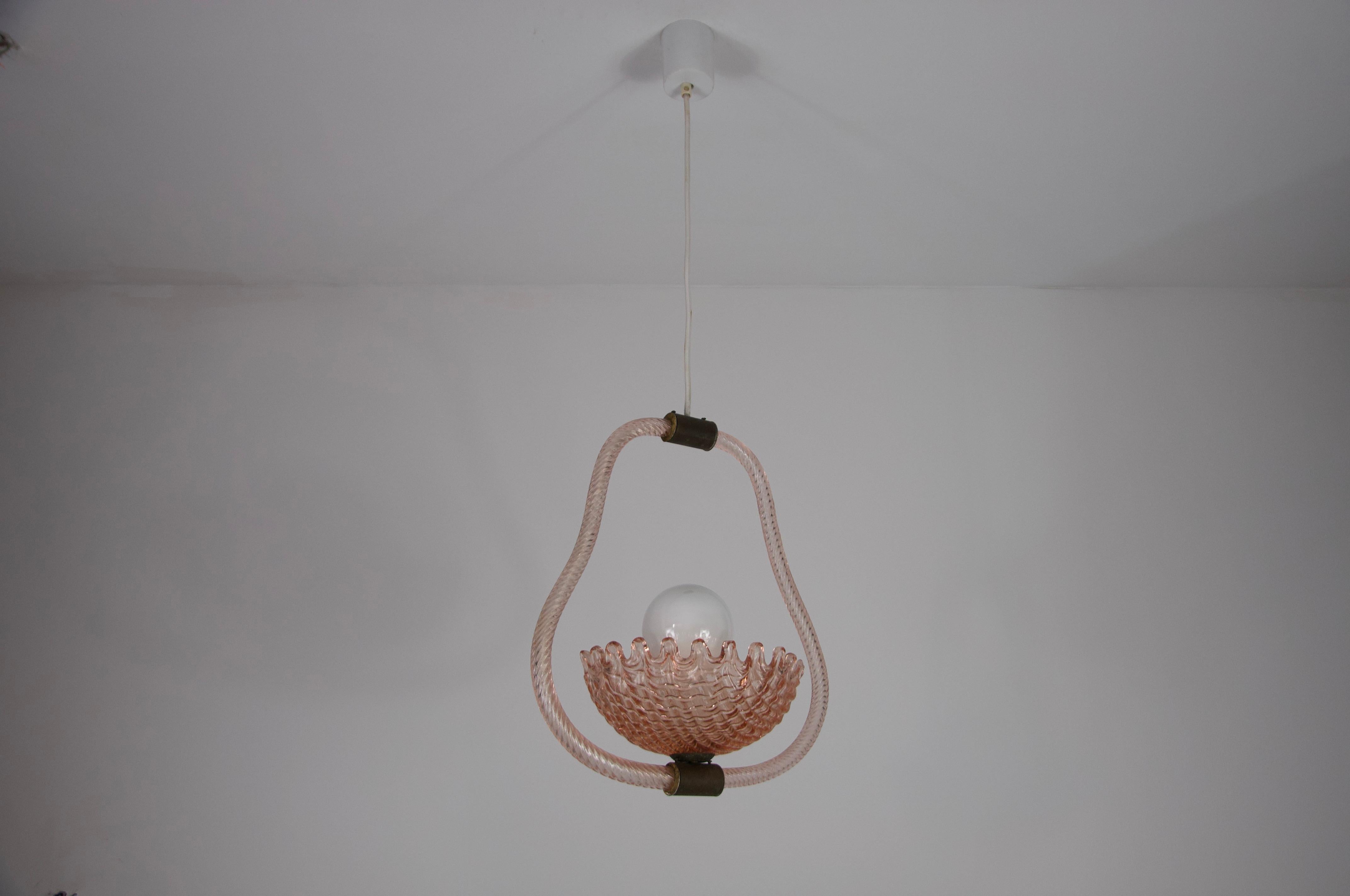 Hand-Crafted Murano Glass Chandelier by Barovier & Toso, Italy, 1940s For Sale