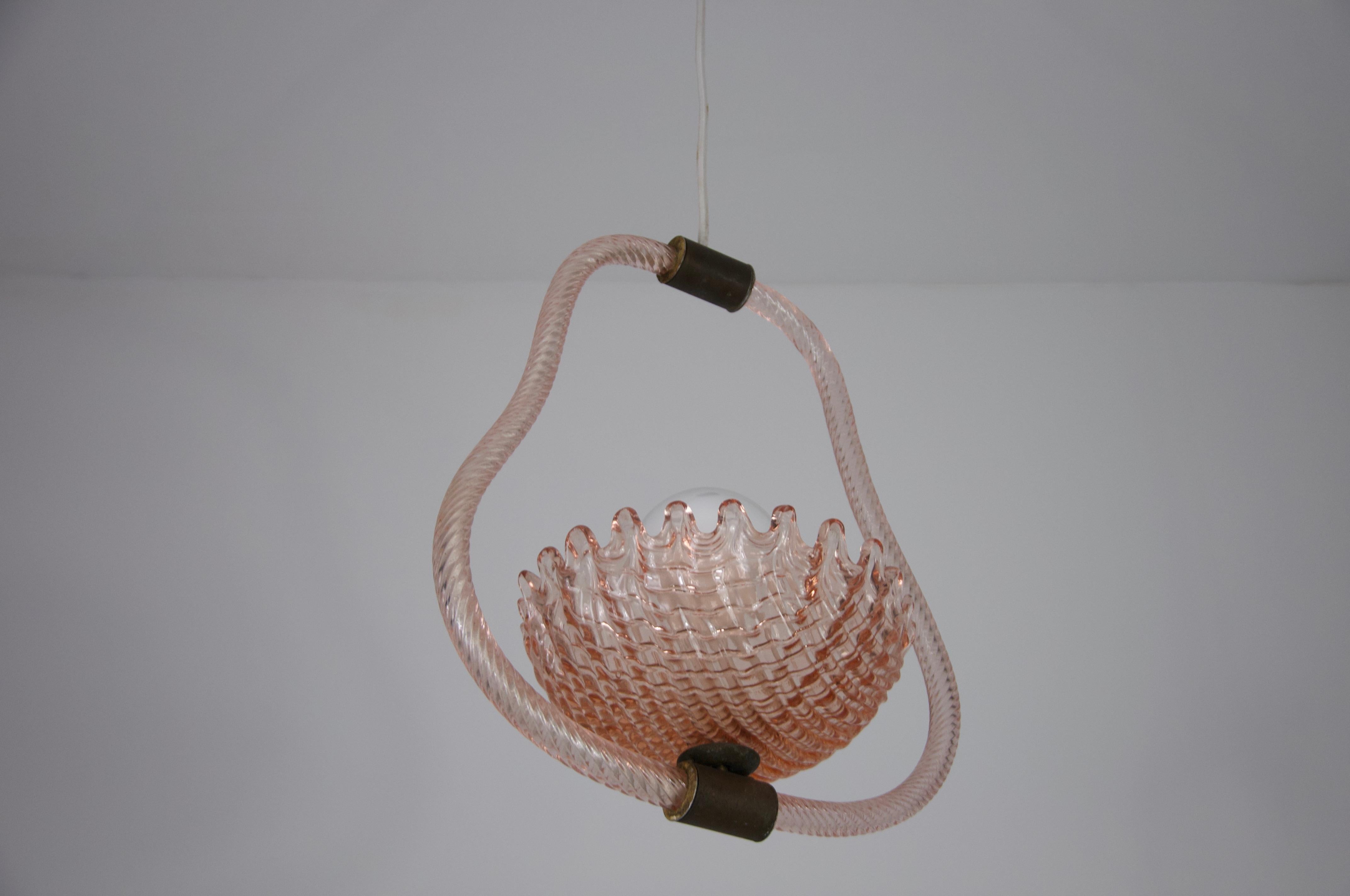 Mid-20th Century Murano Glass Chandelier by Barovier & Toso, Italy, 1940s For Sale