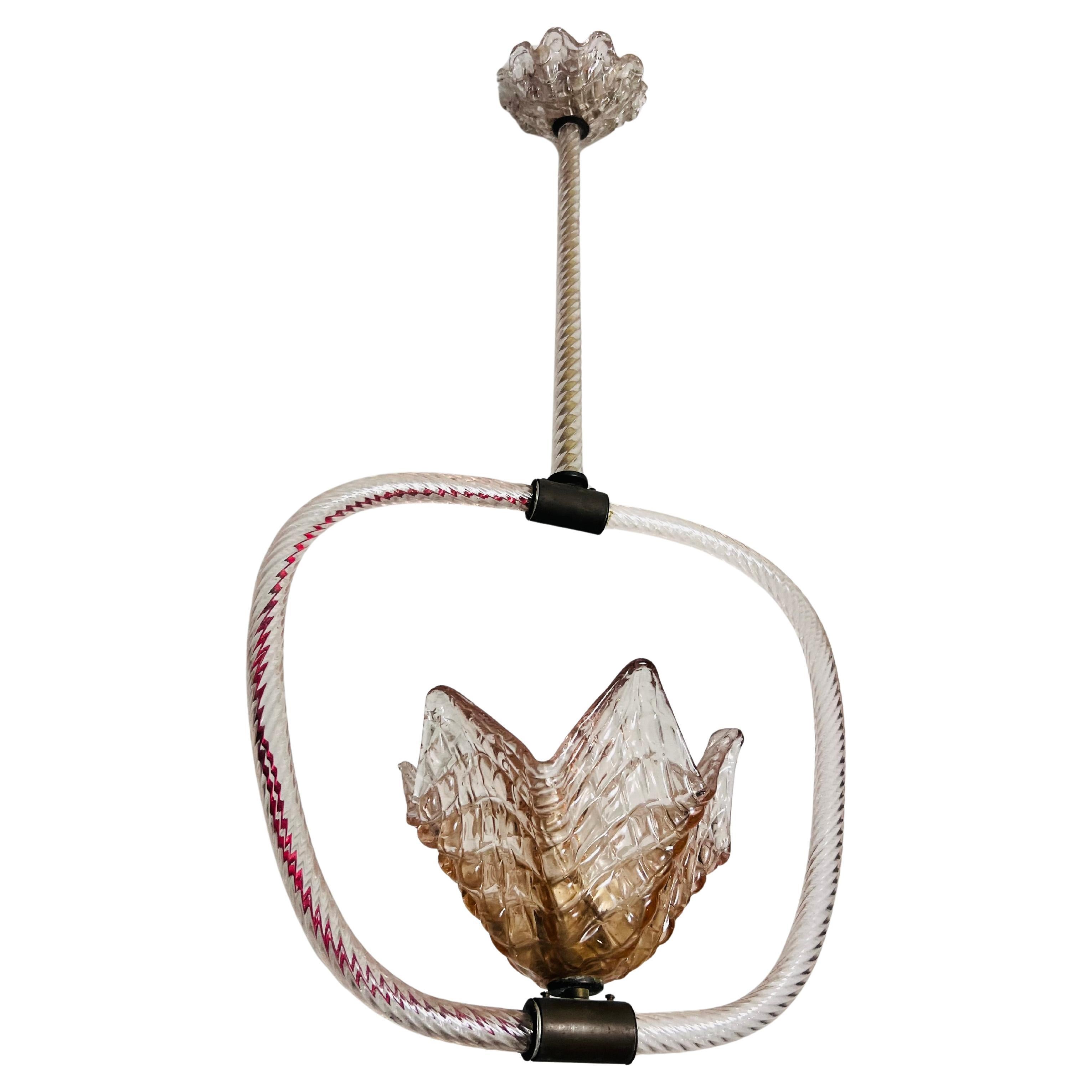 Murano Glass Chandelier by Barovier & Toso, Italy, 1940s