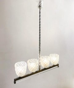 Murano Glass Chandelier by Ercole Barovier, 4 Arms Light, Italy, 1930s