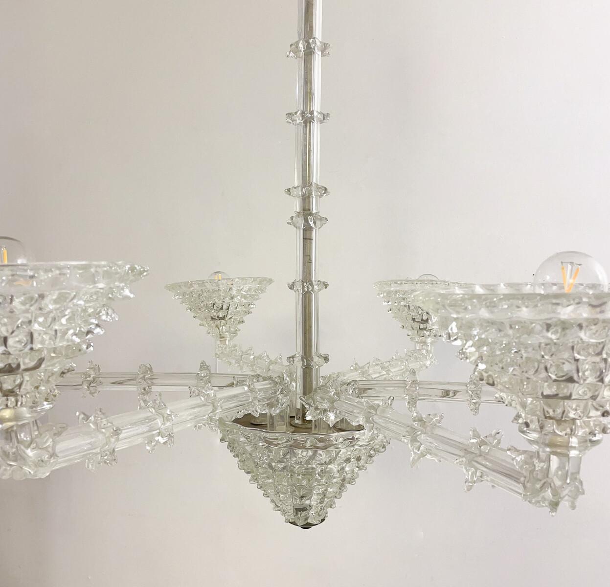 Murano Glass Chandelier by Ercole Barovier, 6 Arms Light, Italy, 1930s 2