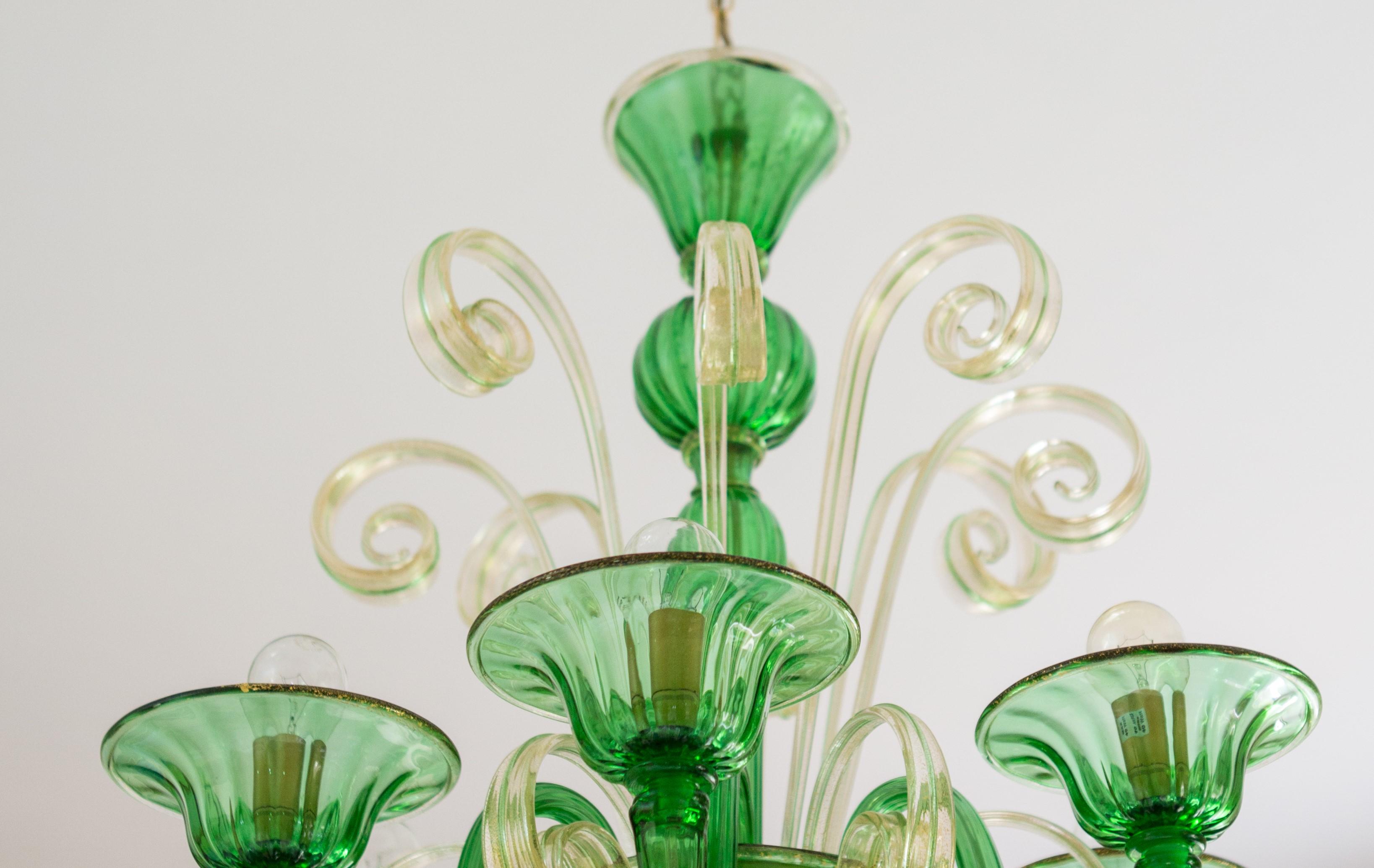 Italian Murano Glass Chandelier by Forno Mazzuccto Murano