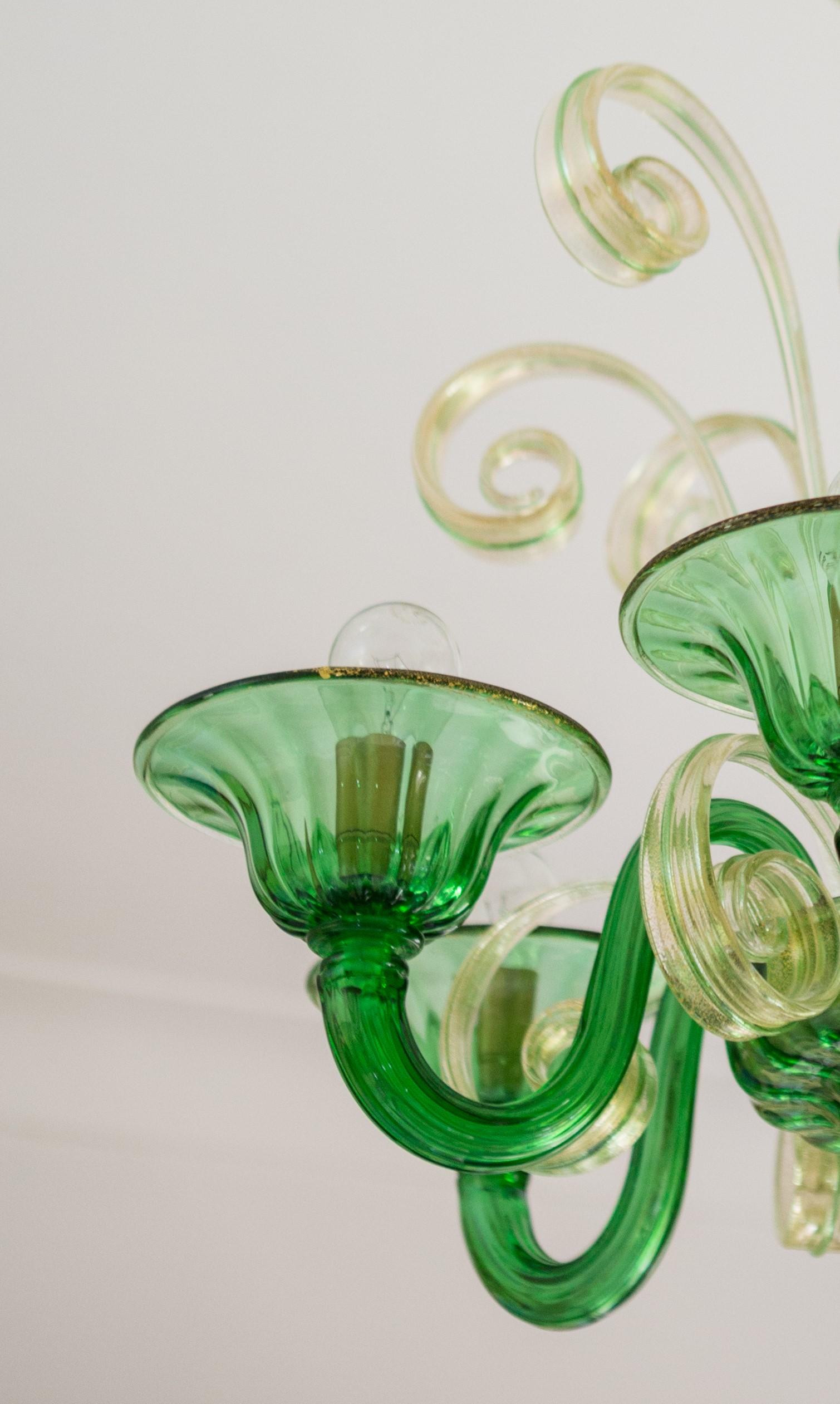 20th Century Murano Glass Chandelier by Forno Mazzuccto Murano