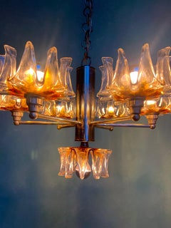 Lampadario in vetro di Murano di Mazzega, Design di Toni Zuccheri, Italia, anni '60