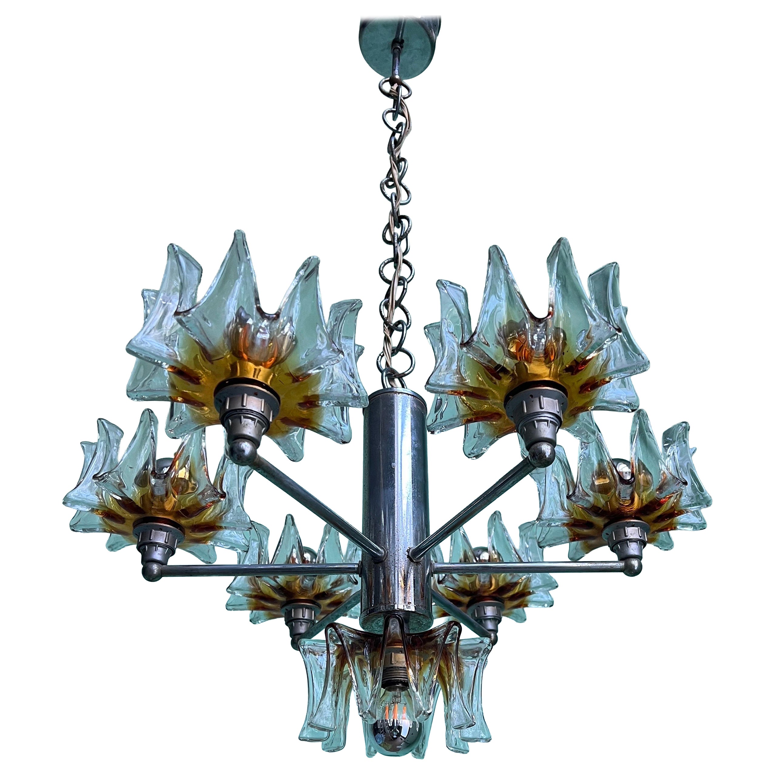 Murano Glass Chandelier by Mazzega, Design by Toni Zuccheri, Italy, 1960s